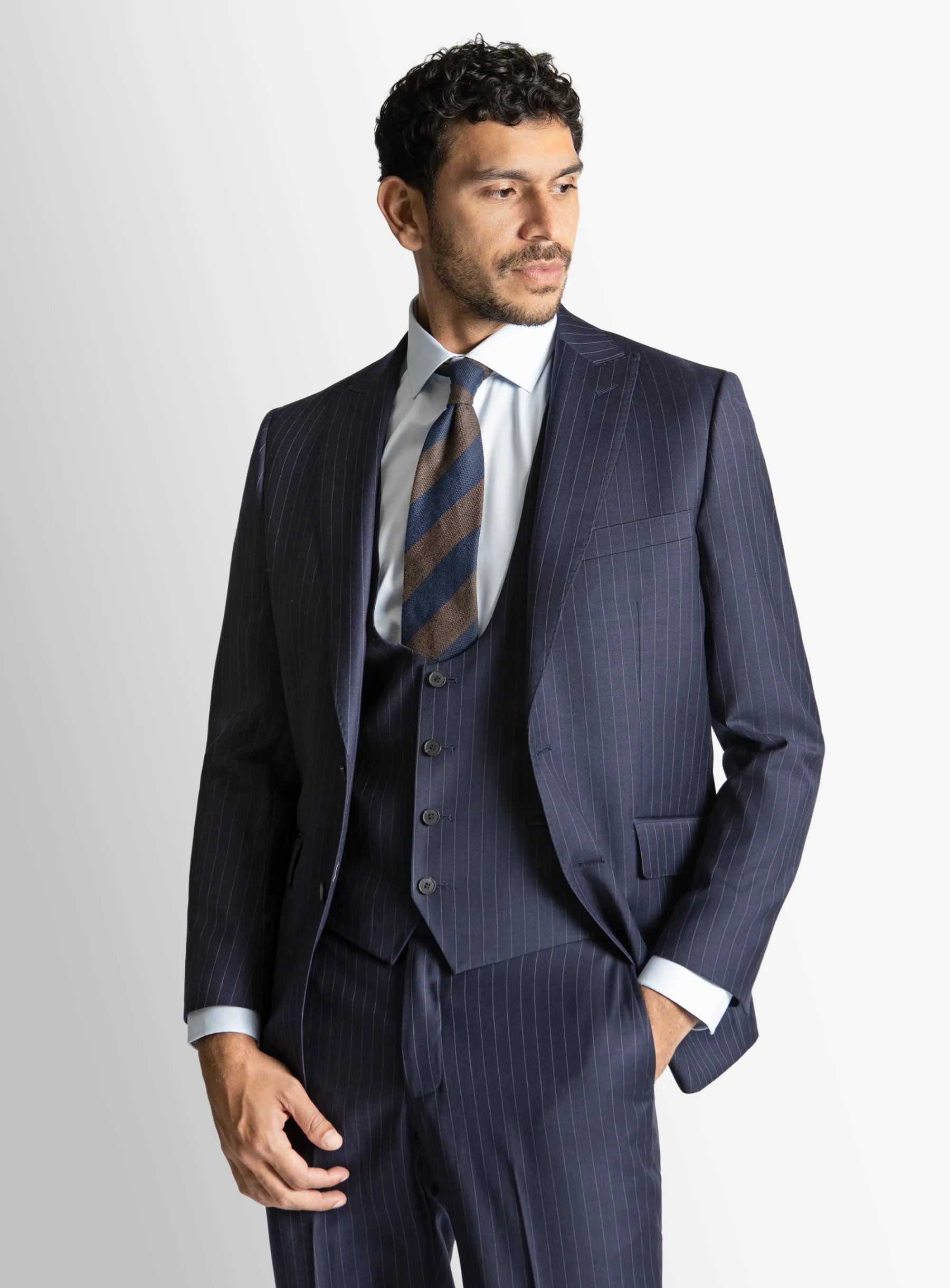 Giancarlo Navy Pinstripe Suit