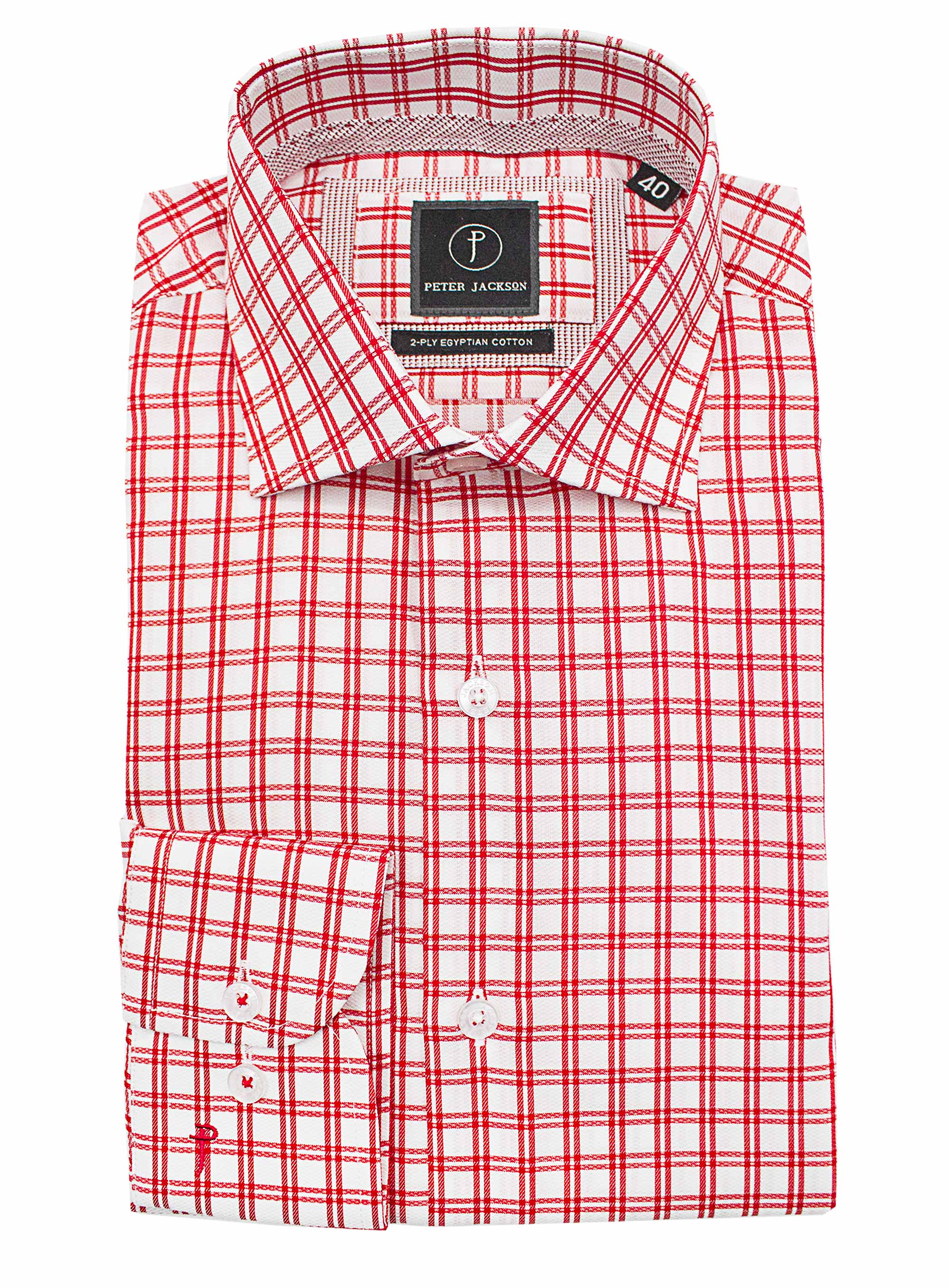 Men {collection_title} Milan Red Check Shirt Peter Jackson