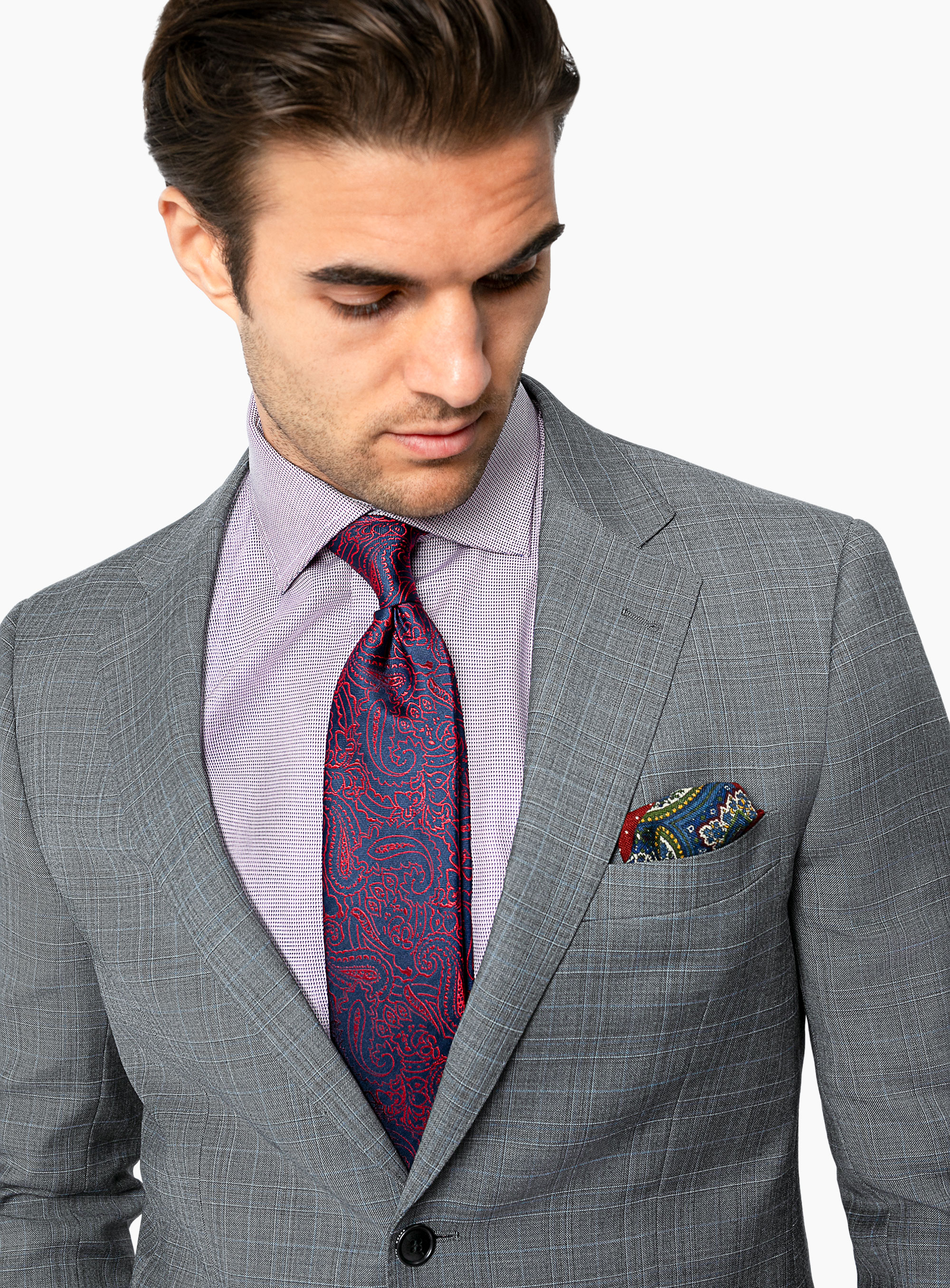 Men {collection_title} Matteo Grey Blue Plaid Suit Peter Jackson