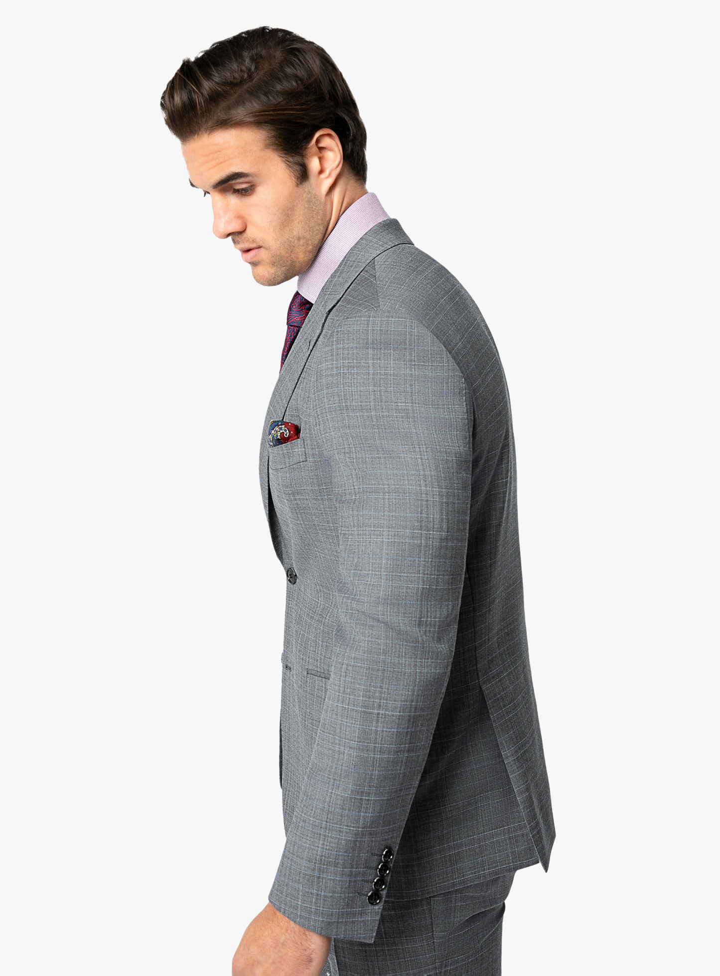Men {collection_title} Matteo Grey Blue Plaid Suit Peter Jackson