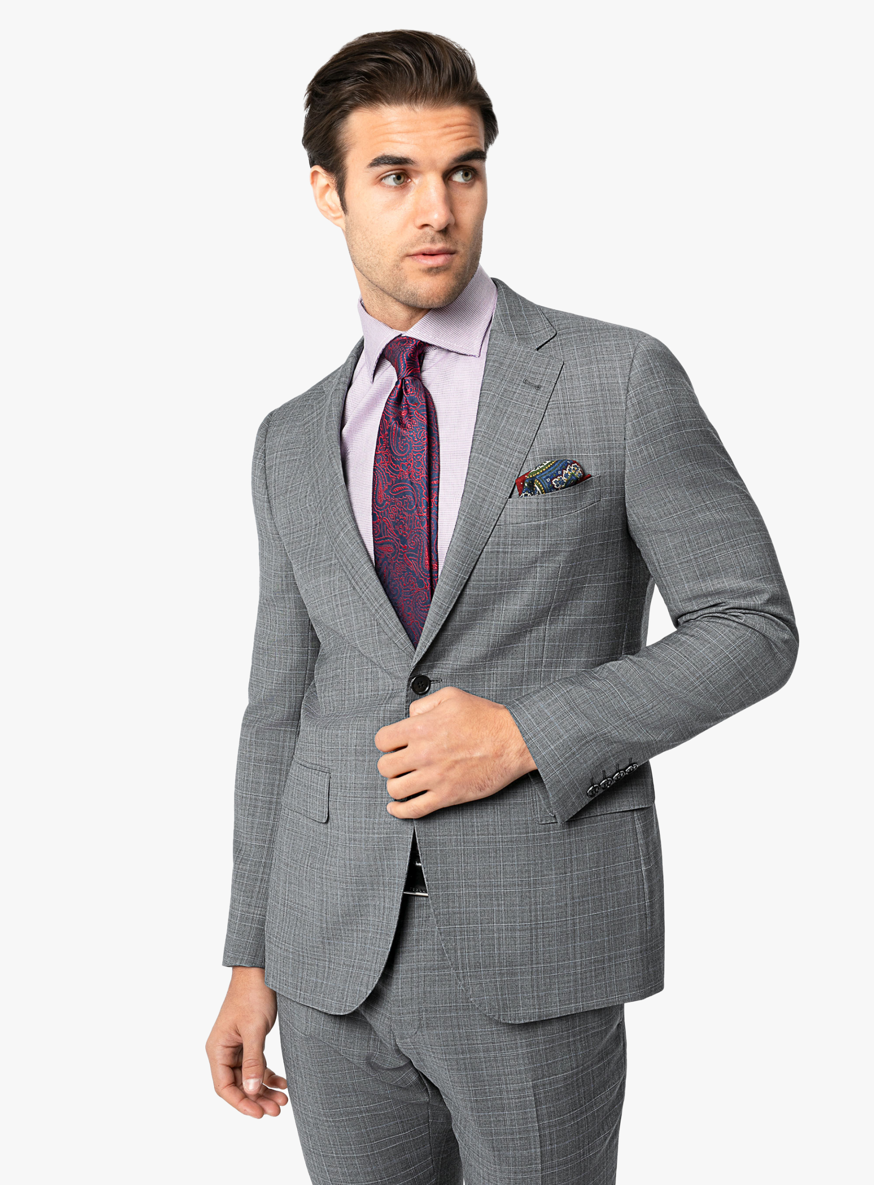 Men {collection_title} Matteo Grey Blue Plaid Suit Peter Jackson