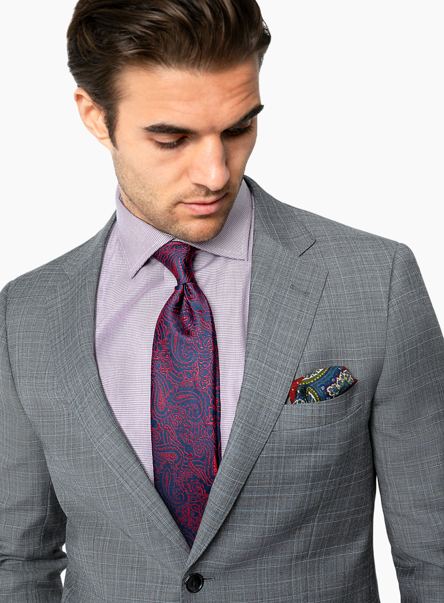Men {collection_title} Matteo Grey Blue Plaid Suit Peter Jackson