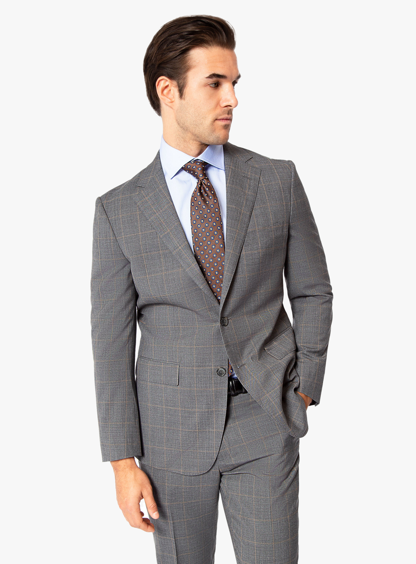 Men {collection_title} Allende Grey Taupe Overcheck Suit Peter Jackson