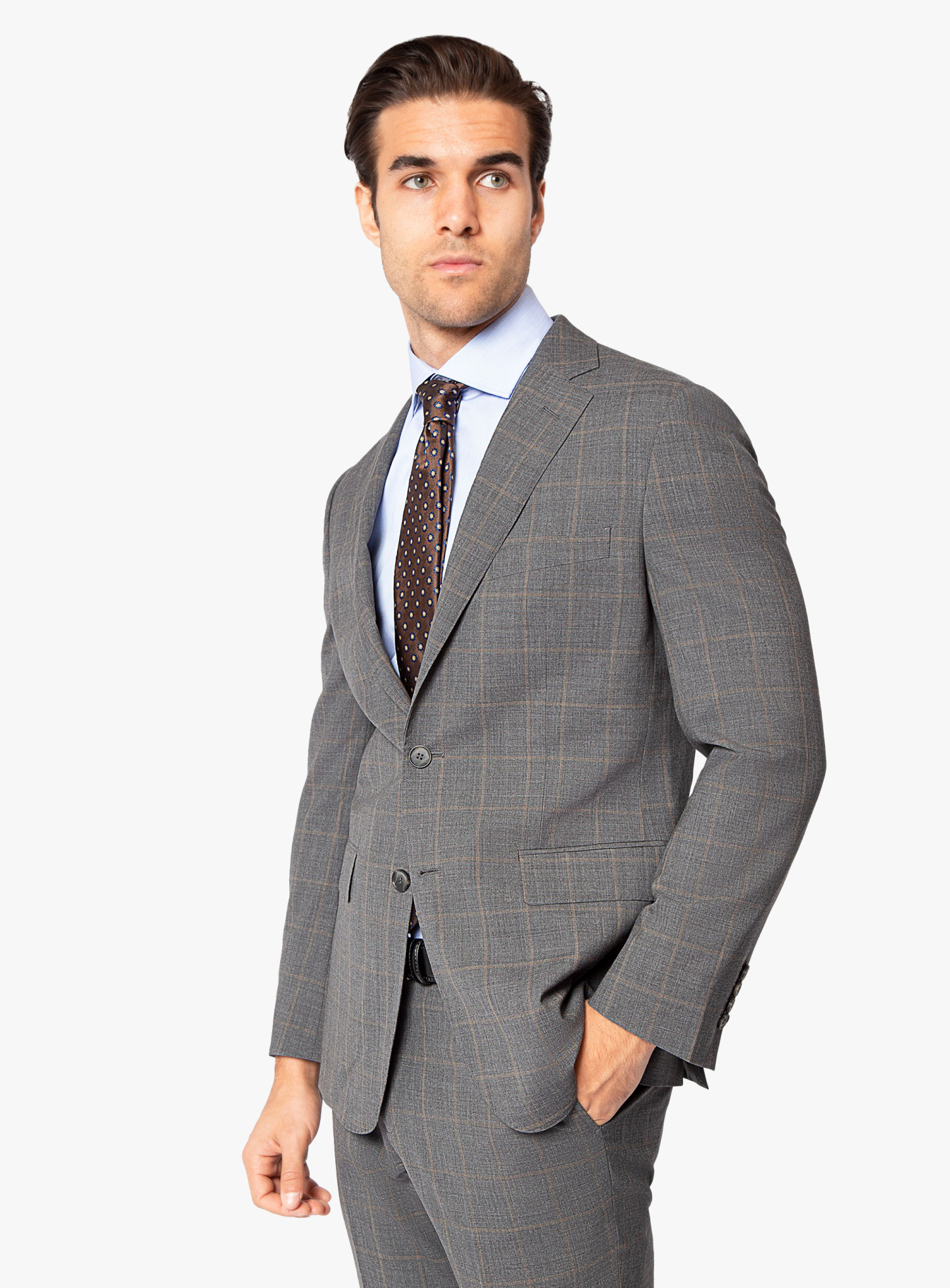 Men {collection_title} Allende Grey Taupe Overcheck Suit Peter Jackson