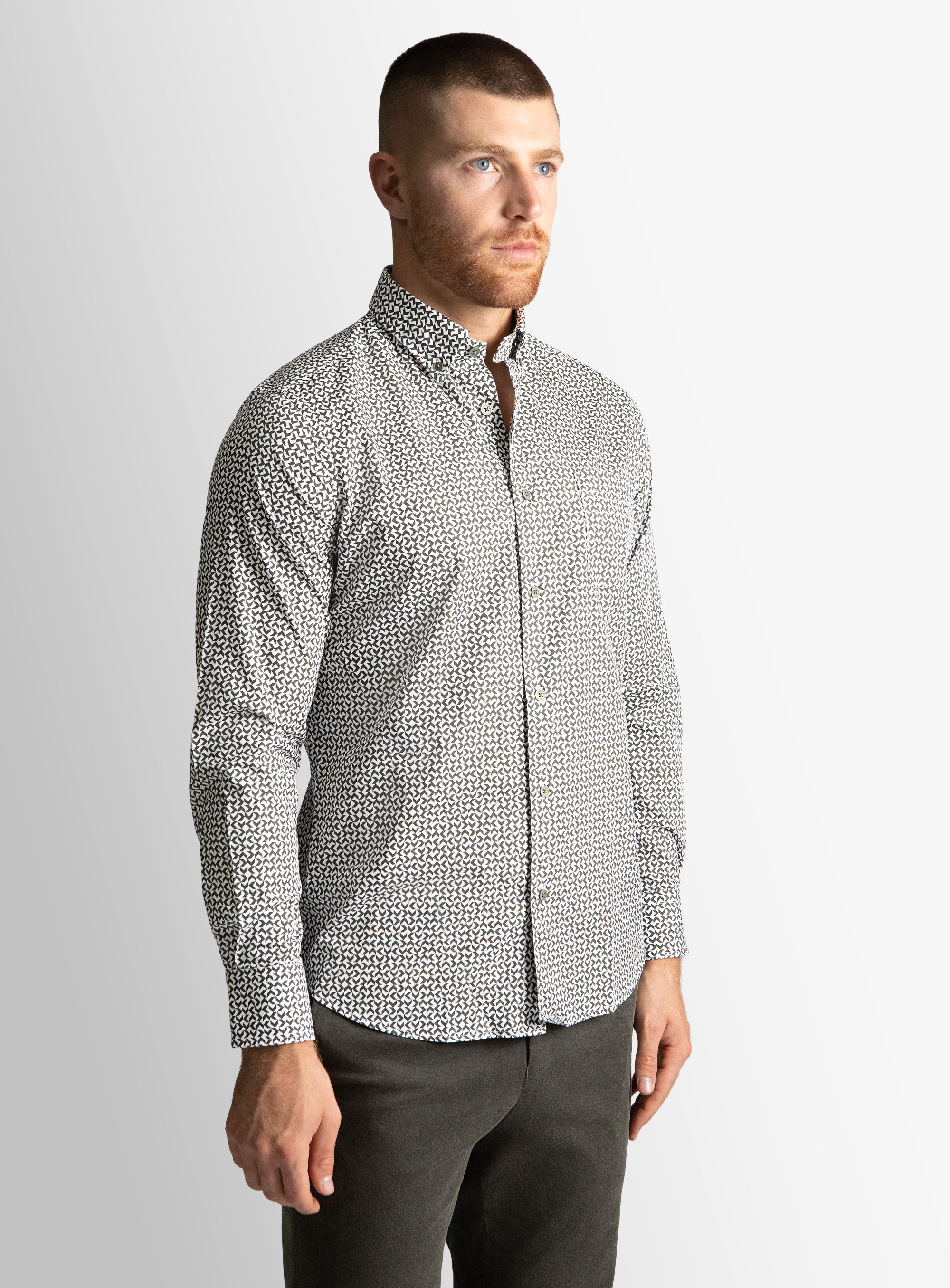 Vittoria Olive/White Geo Pattern Shirt