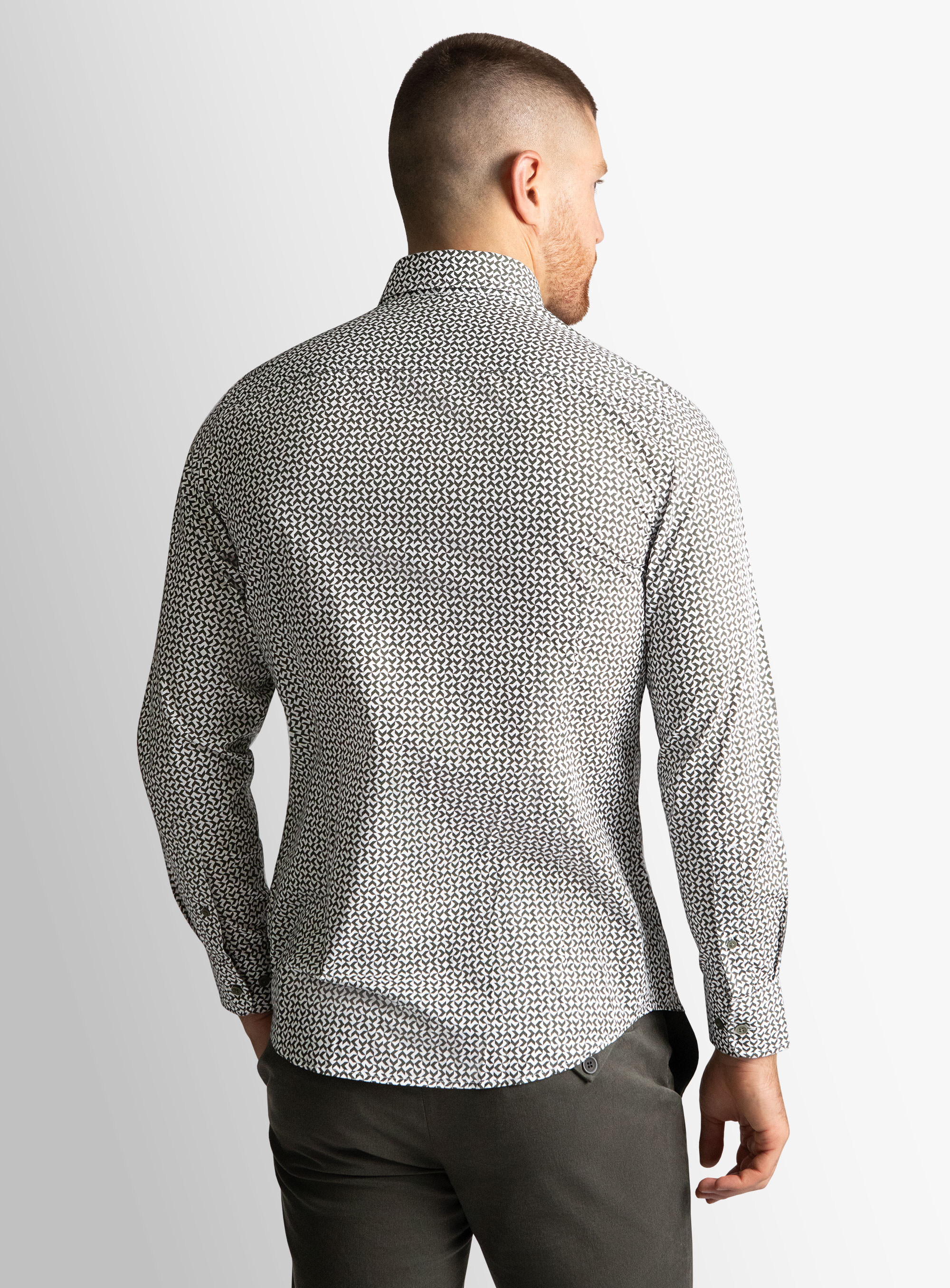 Vittoria Olive/White Geo Pattern Shirt