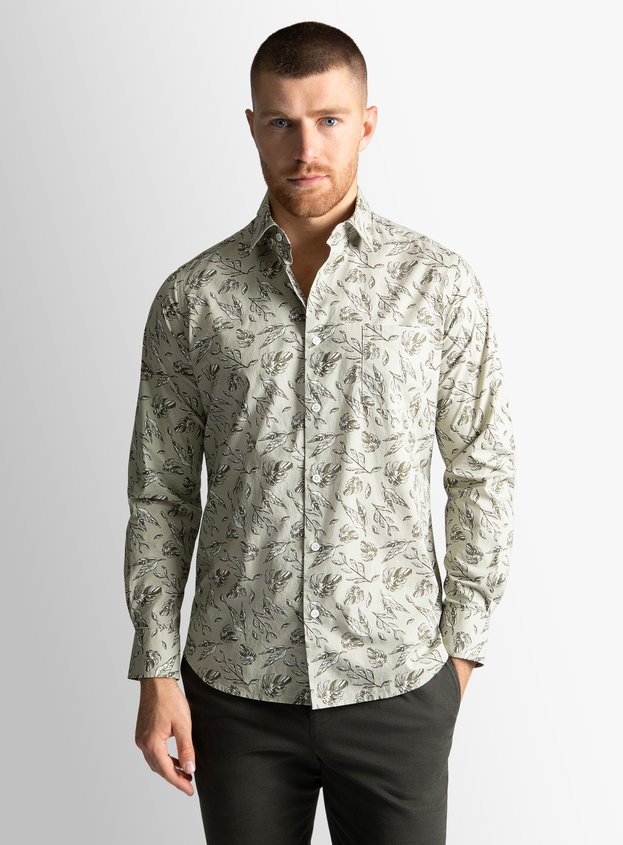 Carrara Sage Watercolour Lily Sketch Shirt