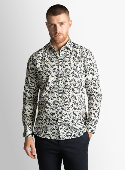 Bolzano Olive Tonal Water Colour Dabs Shirt