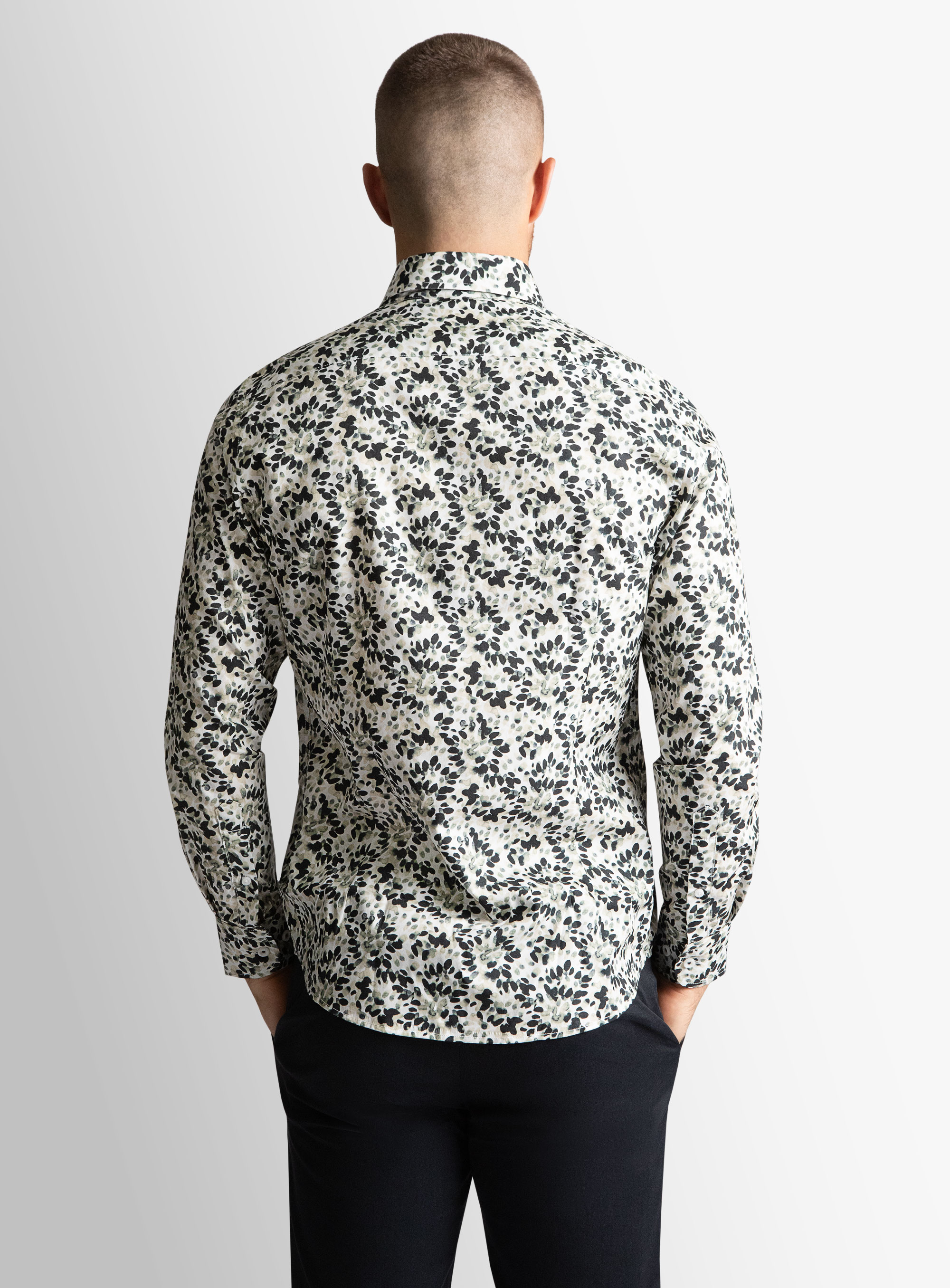 Bolzano Olive Tonal Water Colour Dabs Shirt