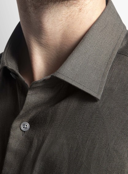 Linen Long Sleeve Khaki Shirt