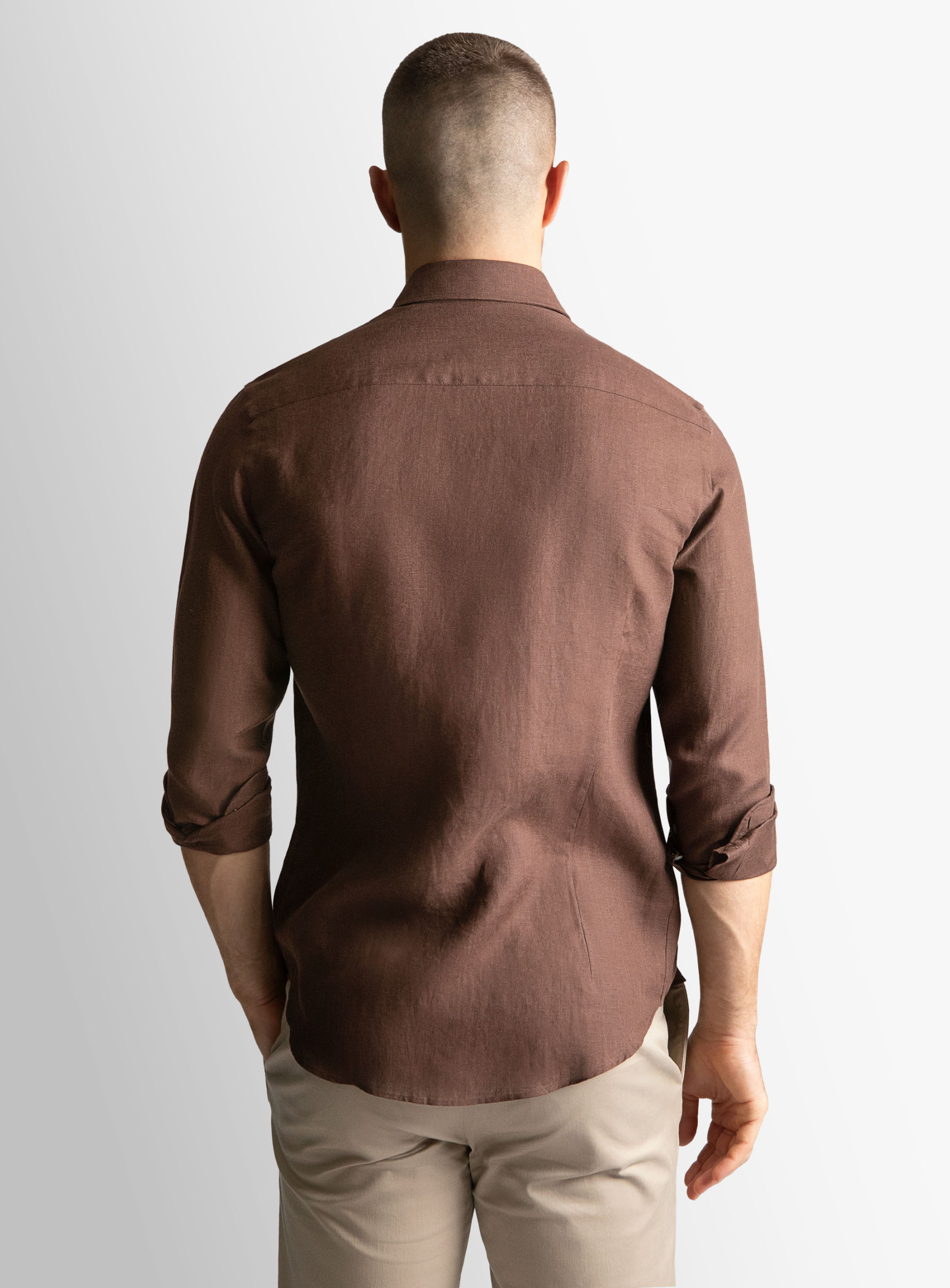 Linen Long Sleeve Chocolate Shirt