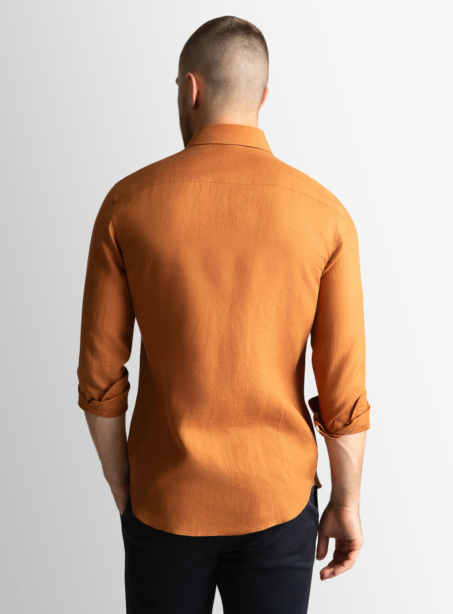 Linen Long Sleeve Orange Shirt