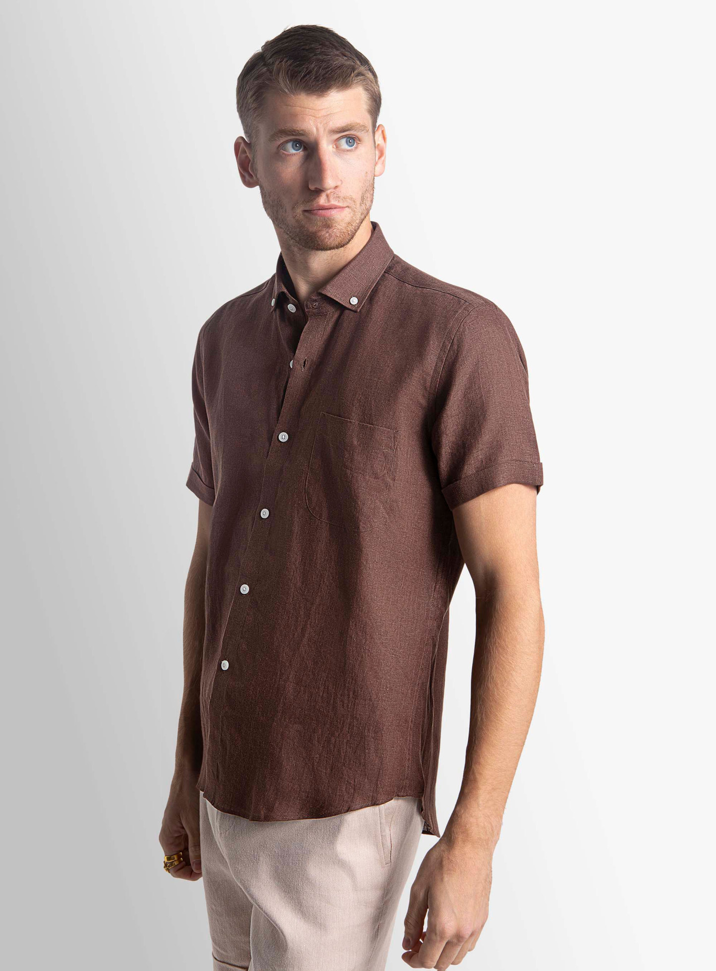 Tropea Chocolate Linen Short Sleeve Shirt