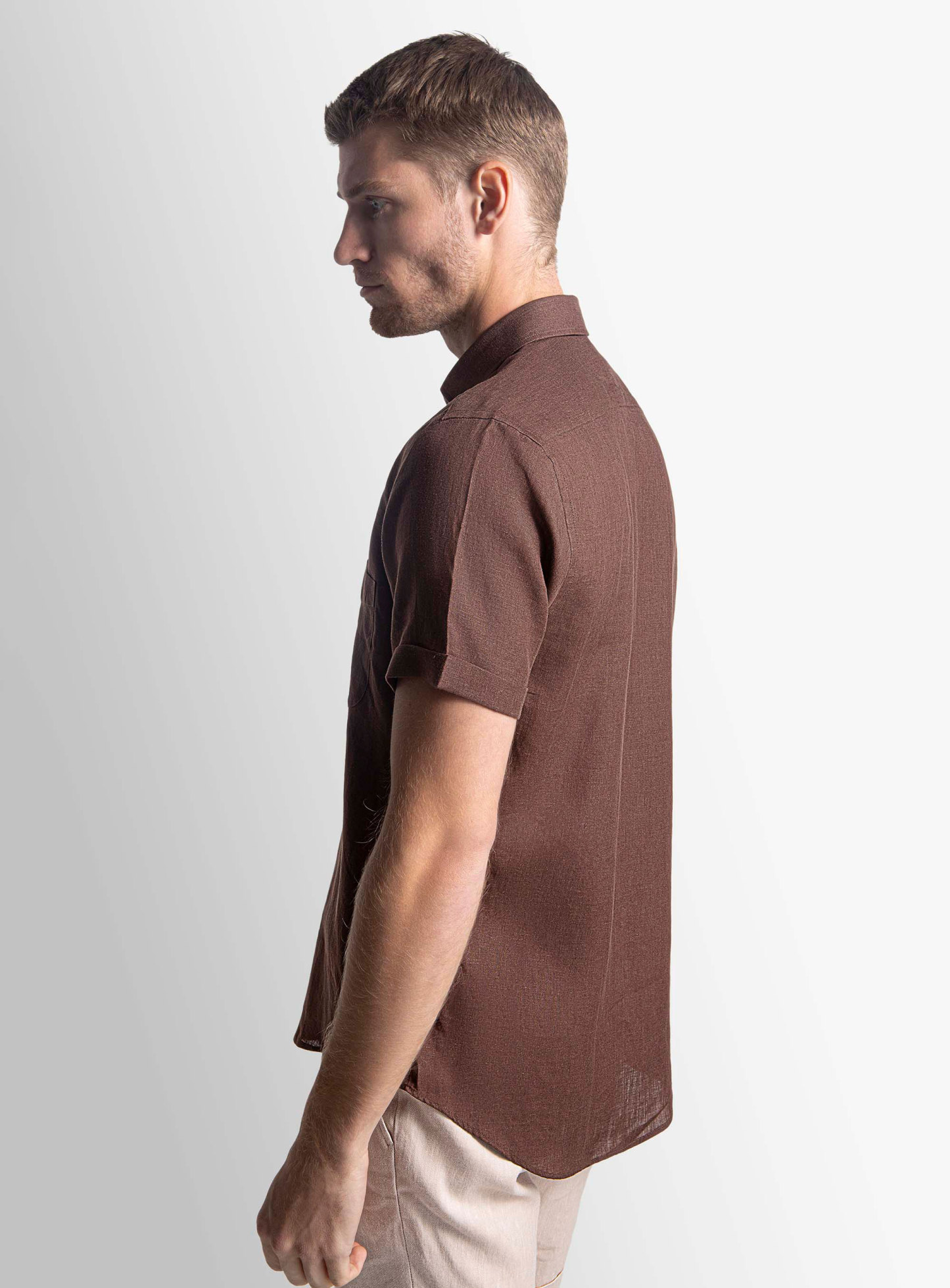 Tropea Chocolate Linen Short Sleeve Shirt