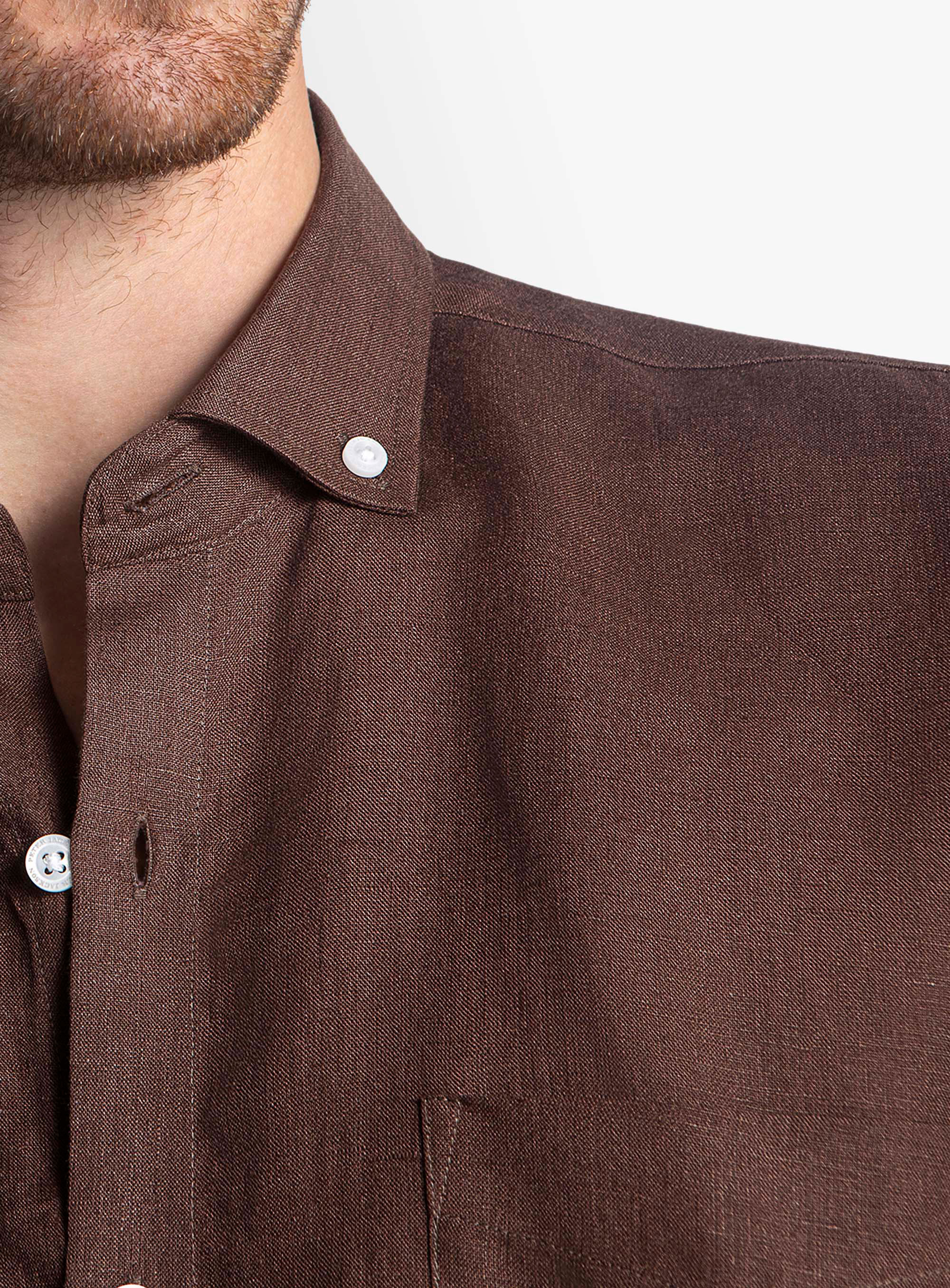 Tropea Chocolate Linen Short Sleeve Shirt