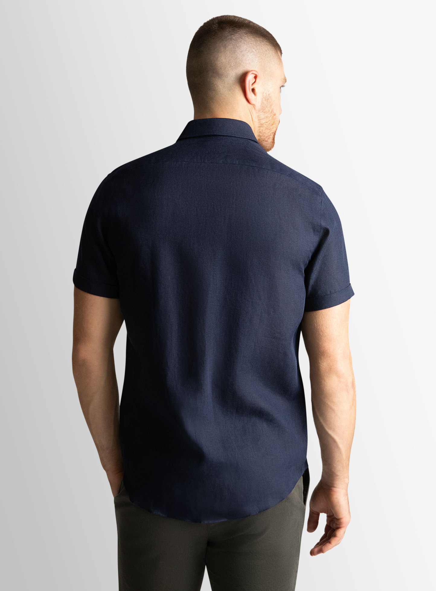 Tropea Navy Linen Short Sleeve Shirt