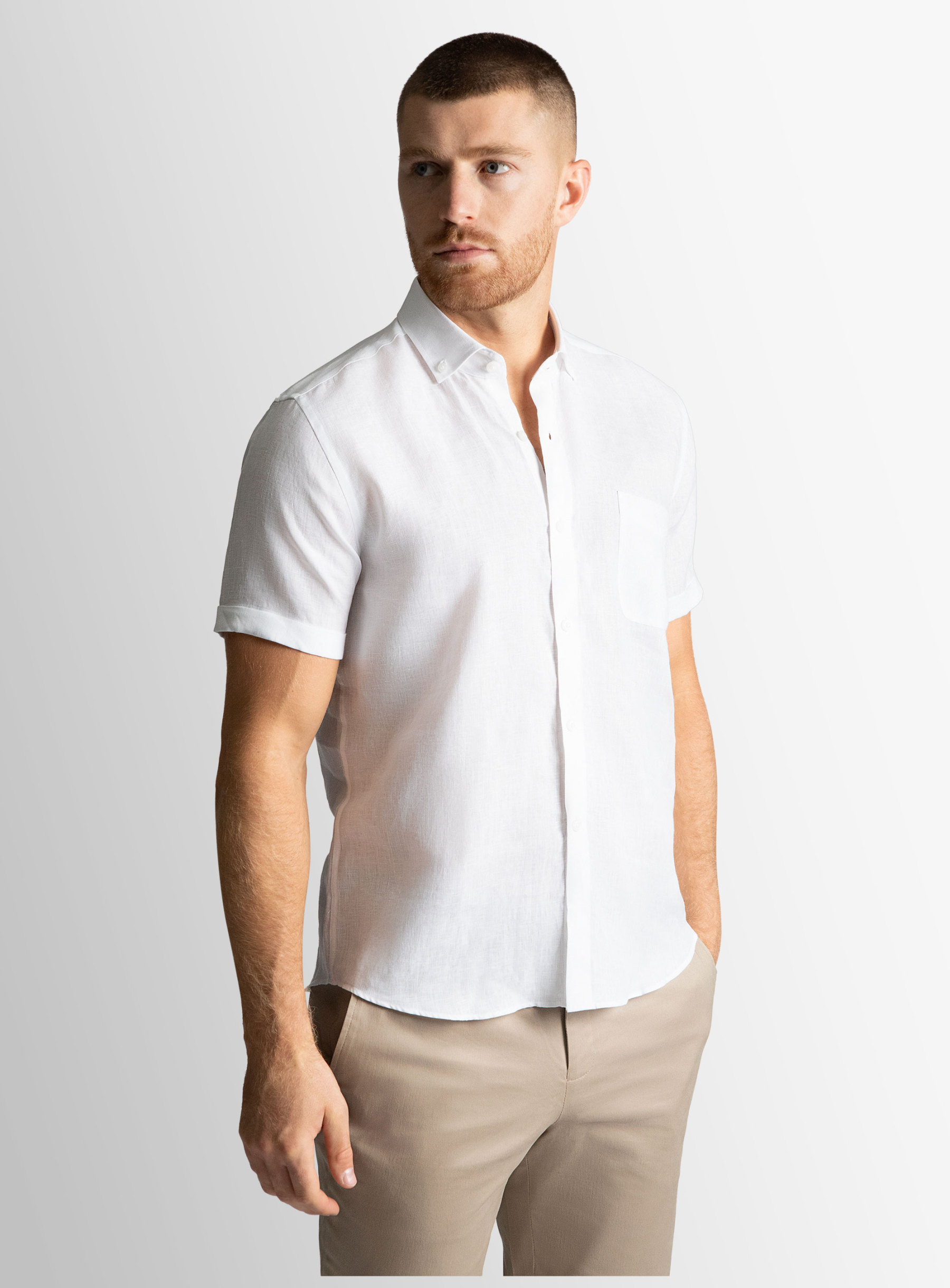 Tropea White Linen Short Sleeve Shirt