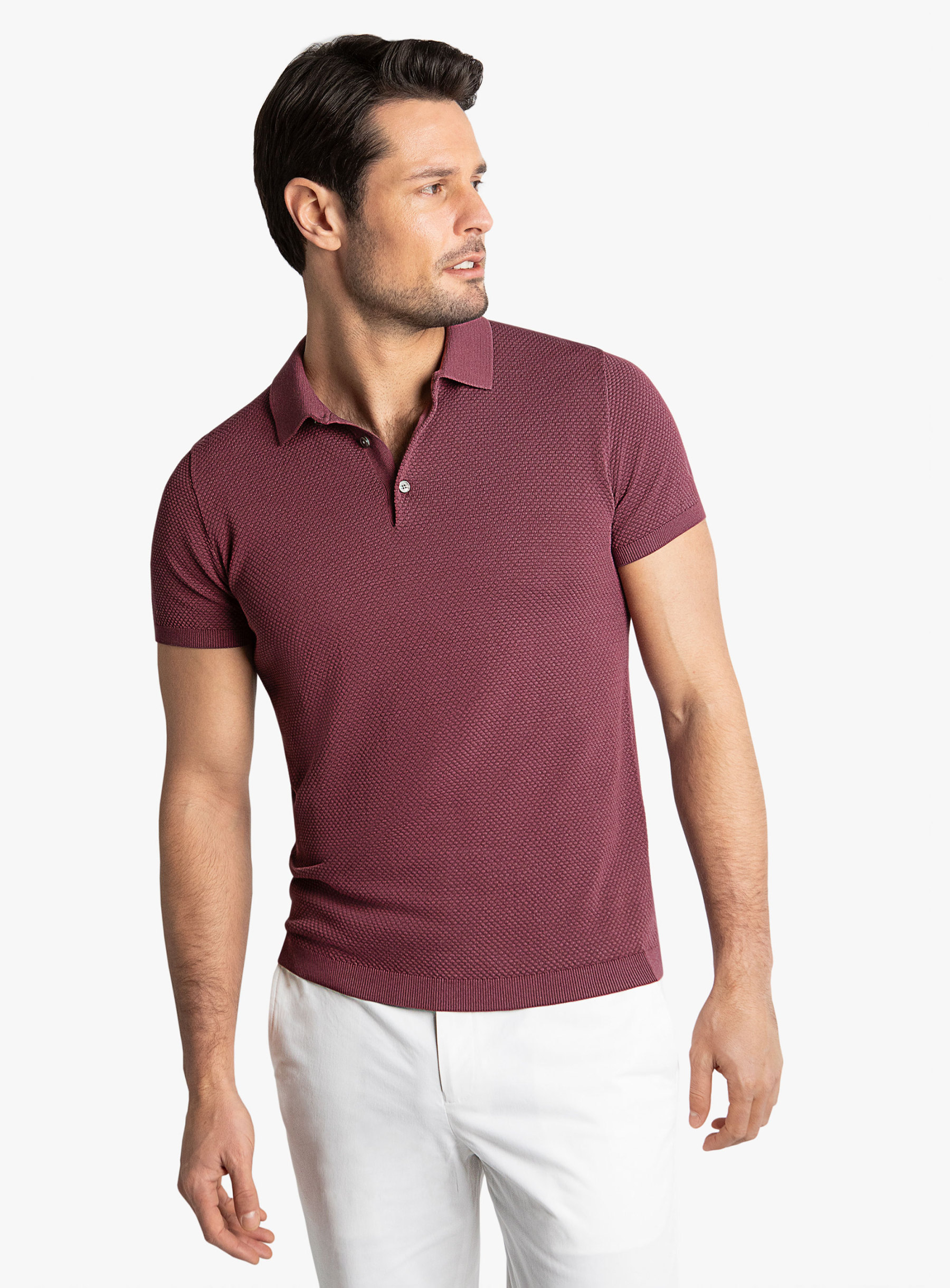 Textured Short Sleeve Knit Polo