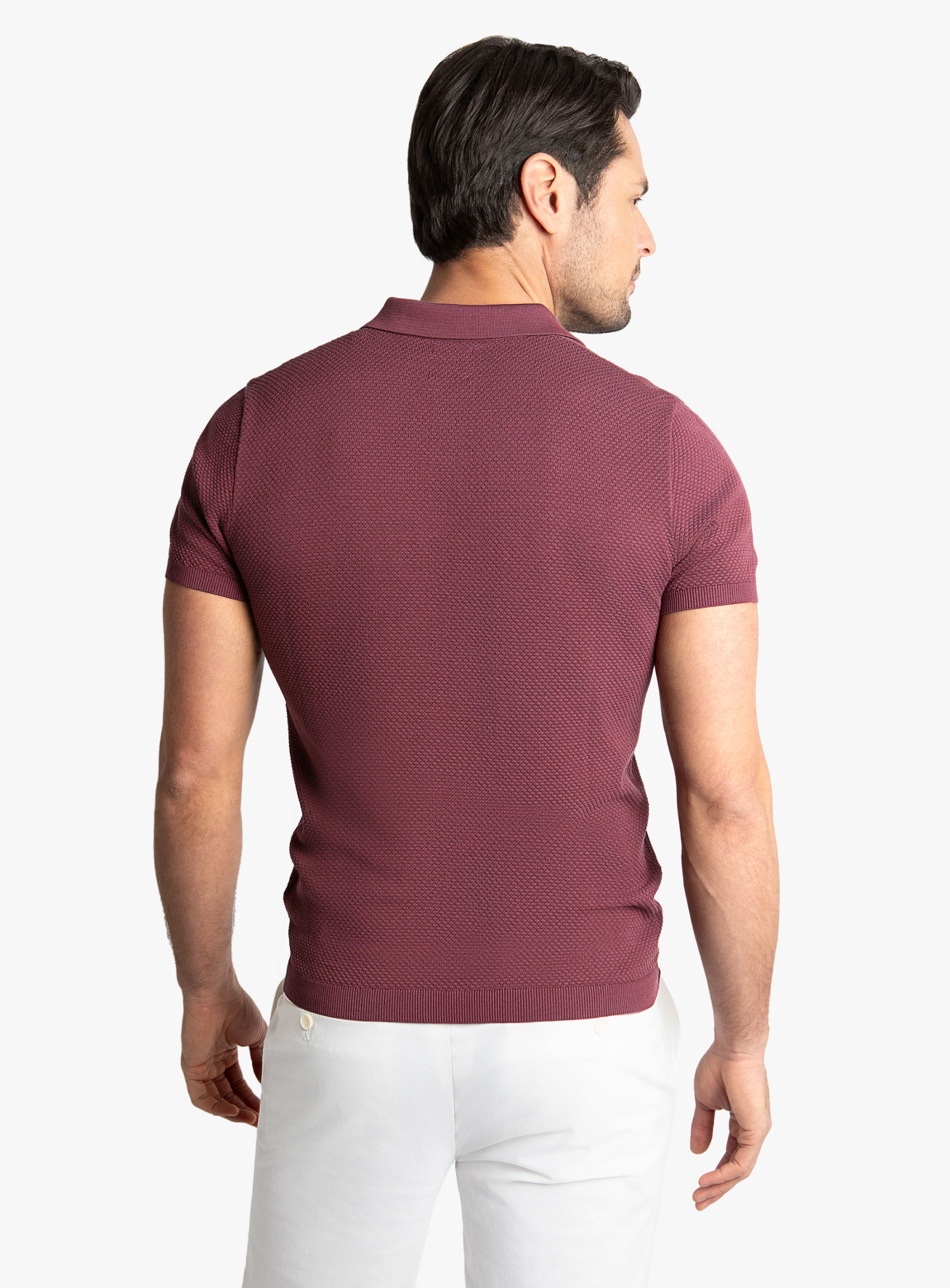 Textured Short Sleeve Knit Polo