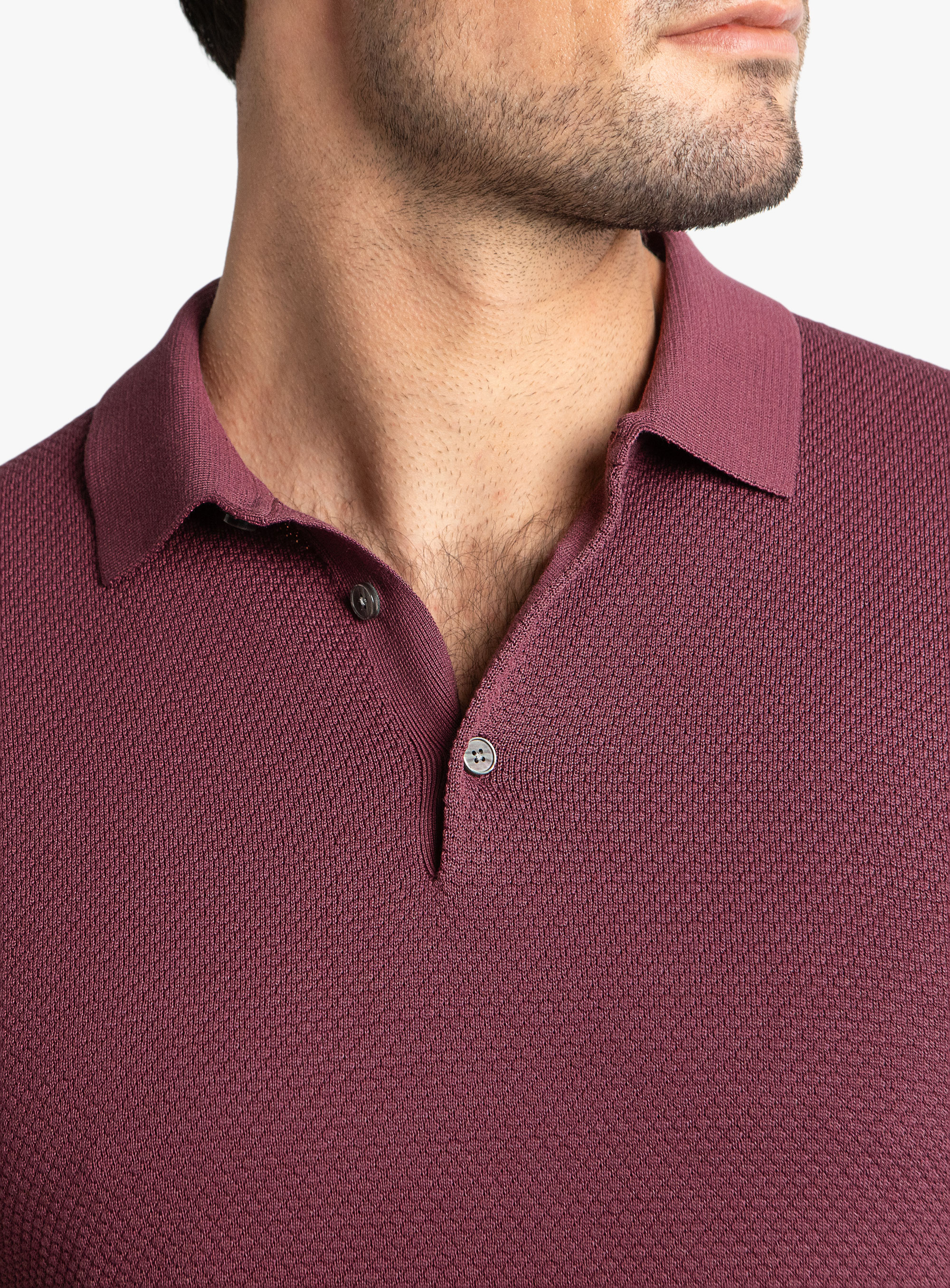 Textured Short Sleeve Knit Polo
