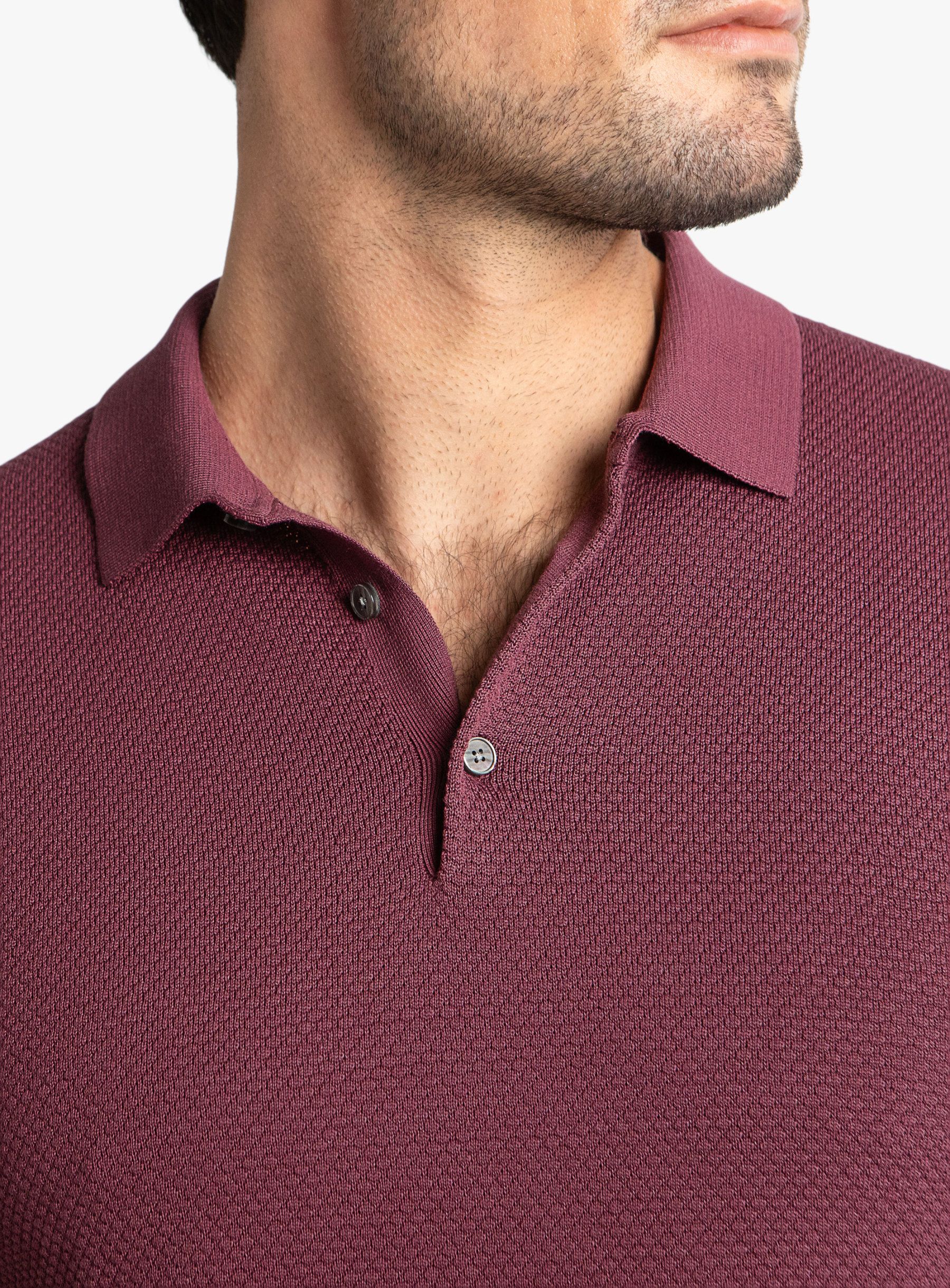 Textured Short Sleeve Knit Polo
