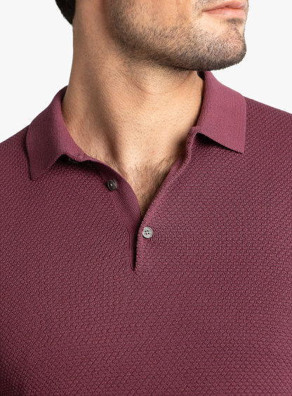 Textured Short Sleeve Knit Polo