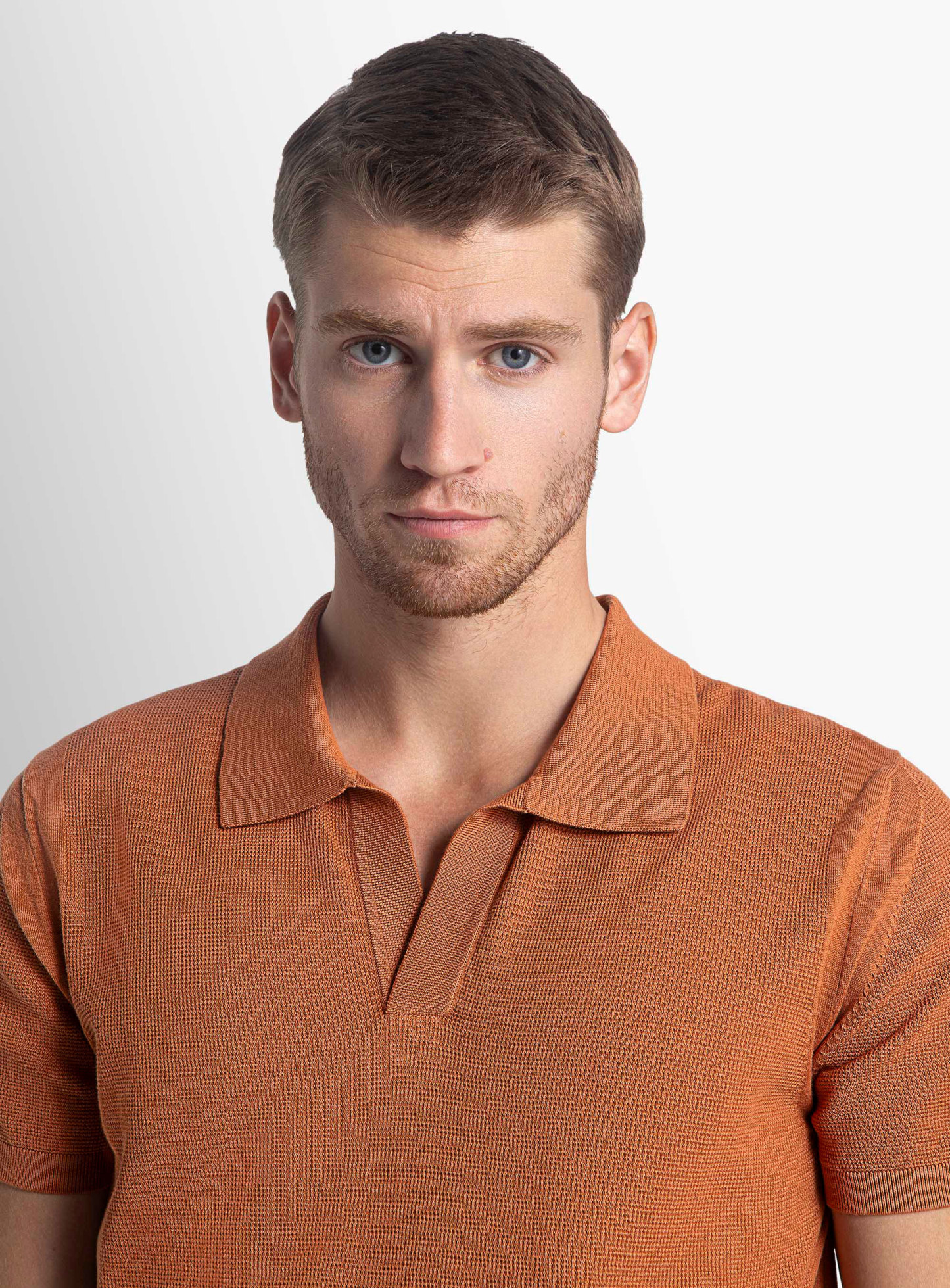 Enna Textured Short Sleeve Rust Orange Polo