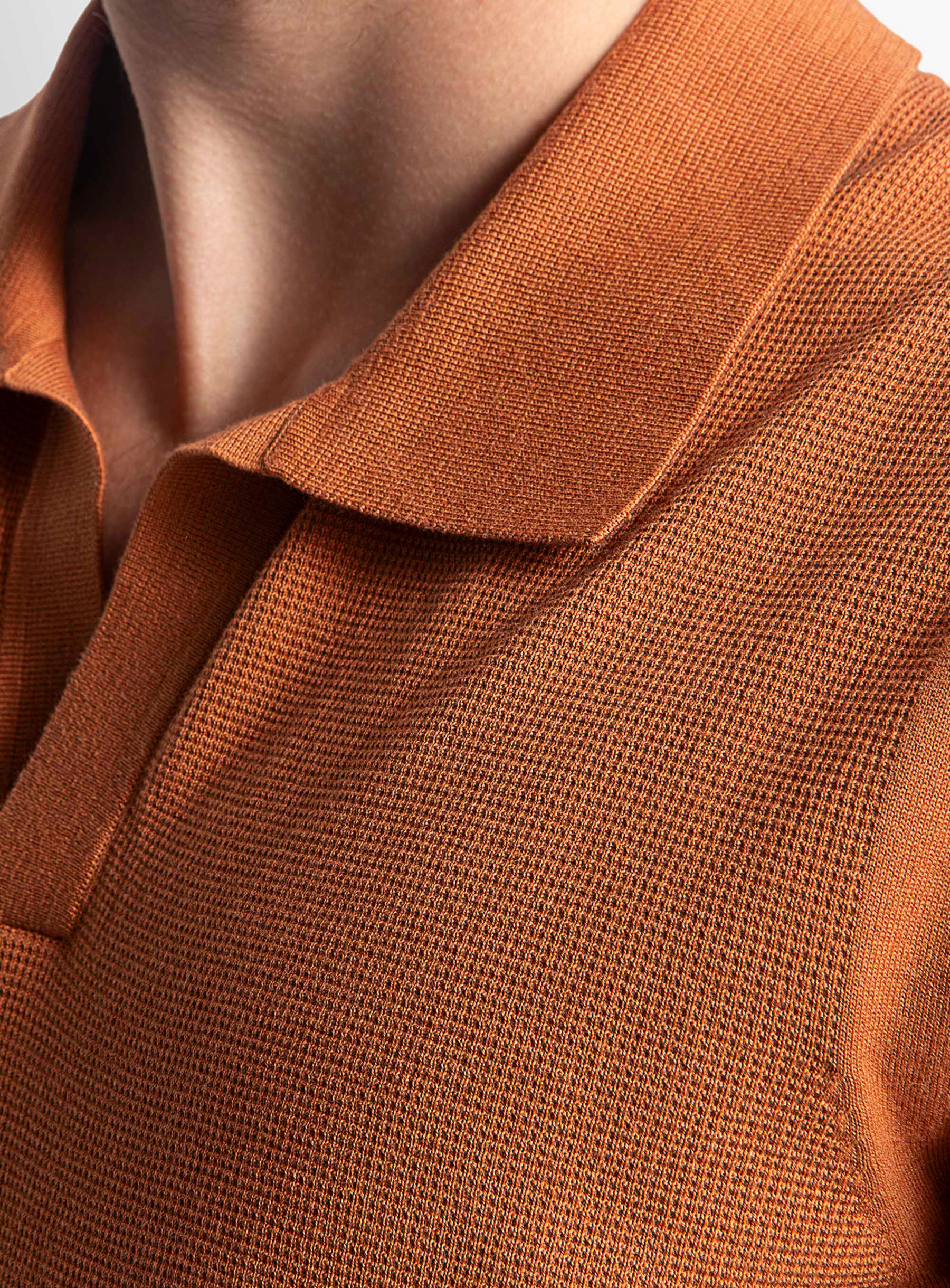 Enna Textured Short Sleeve Rust Orange Polo
