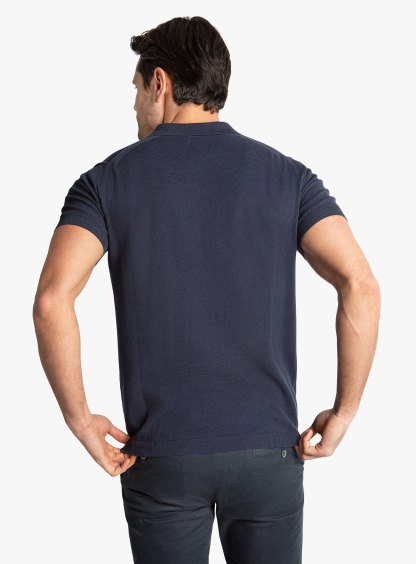 Enna Textured Short Sleeve Navy Polo