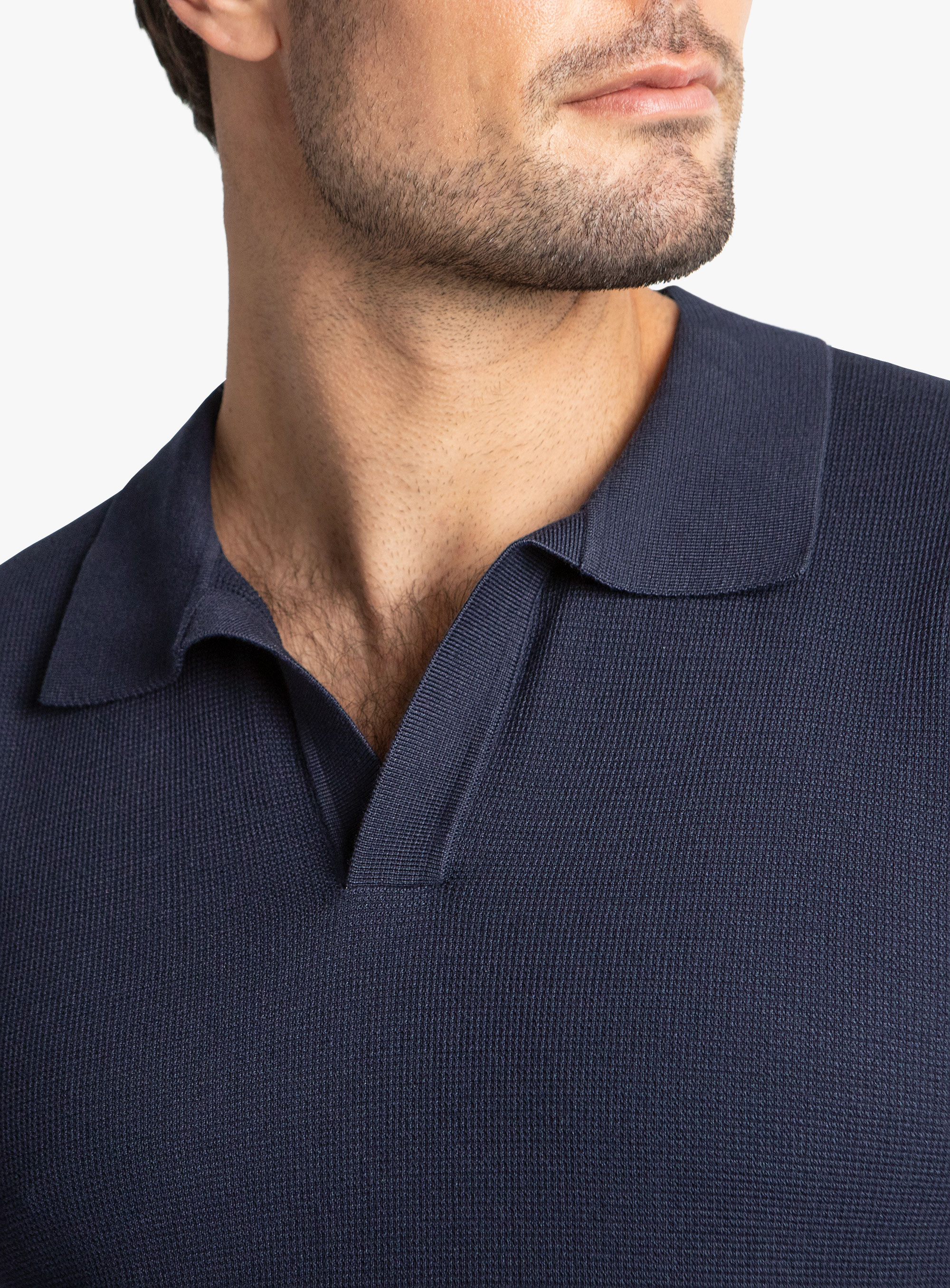 Enna Textured Short Sleeve Navy Polo