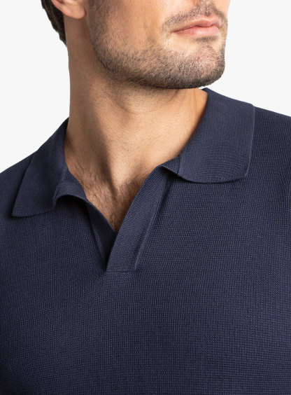 Enna Textured Short Sleeve Navy Polo