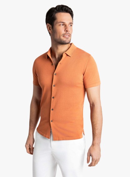 Olbia Rust Button Down Short Sleeve Knit