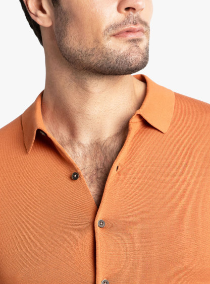 Olbia Rust Button Down Short Sleeve Knit