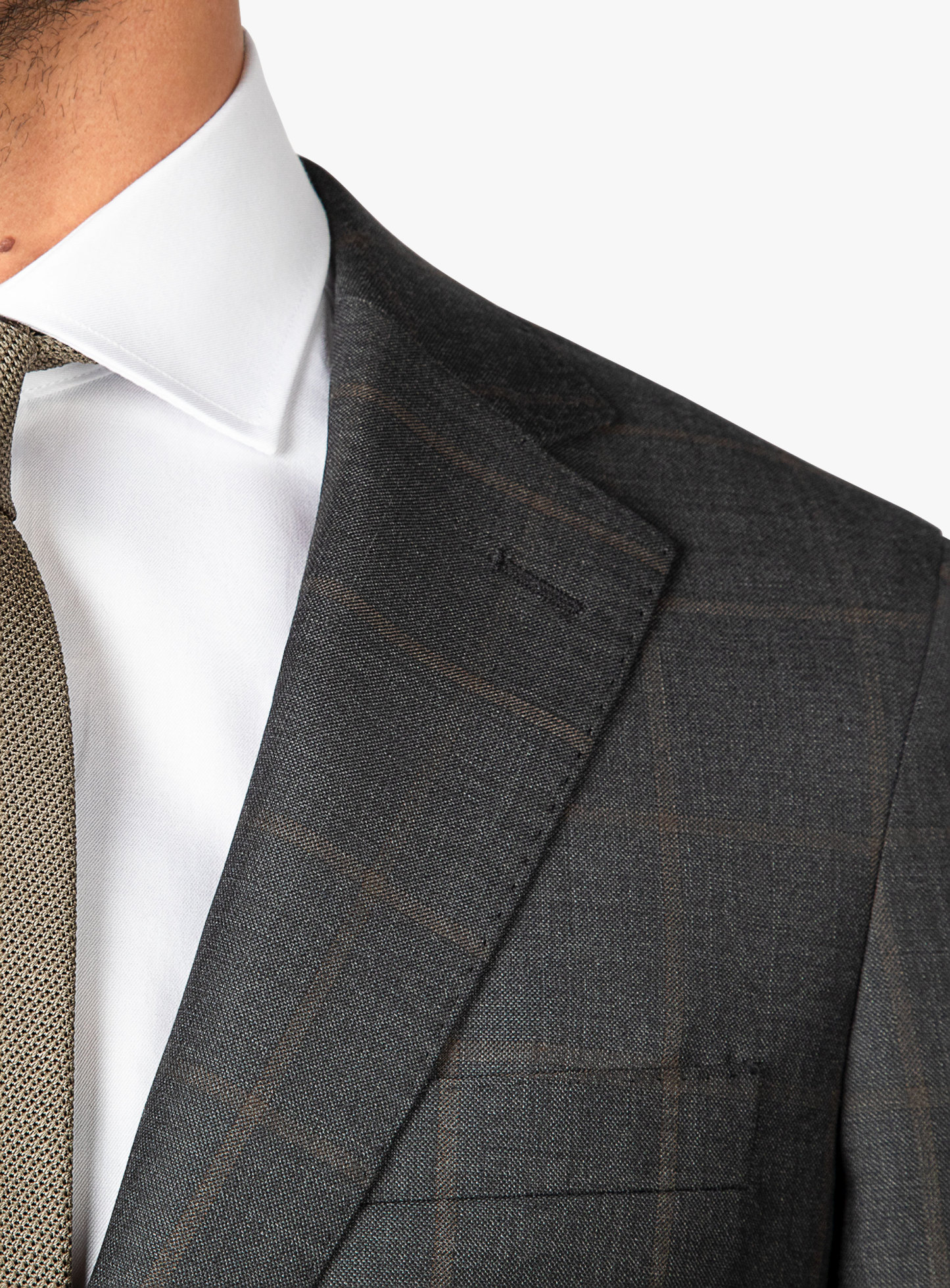 Vasquez Caramel Overcheck Charcoal Suit