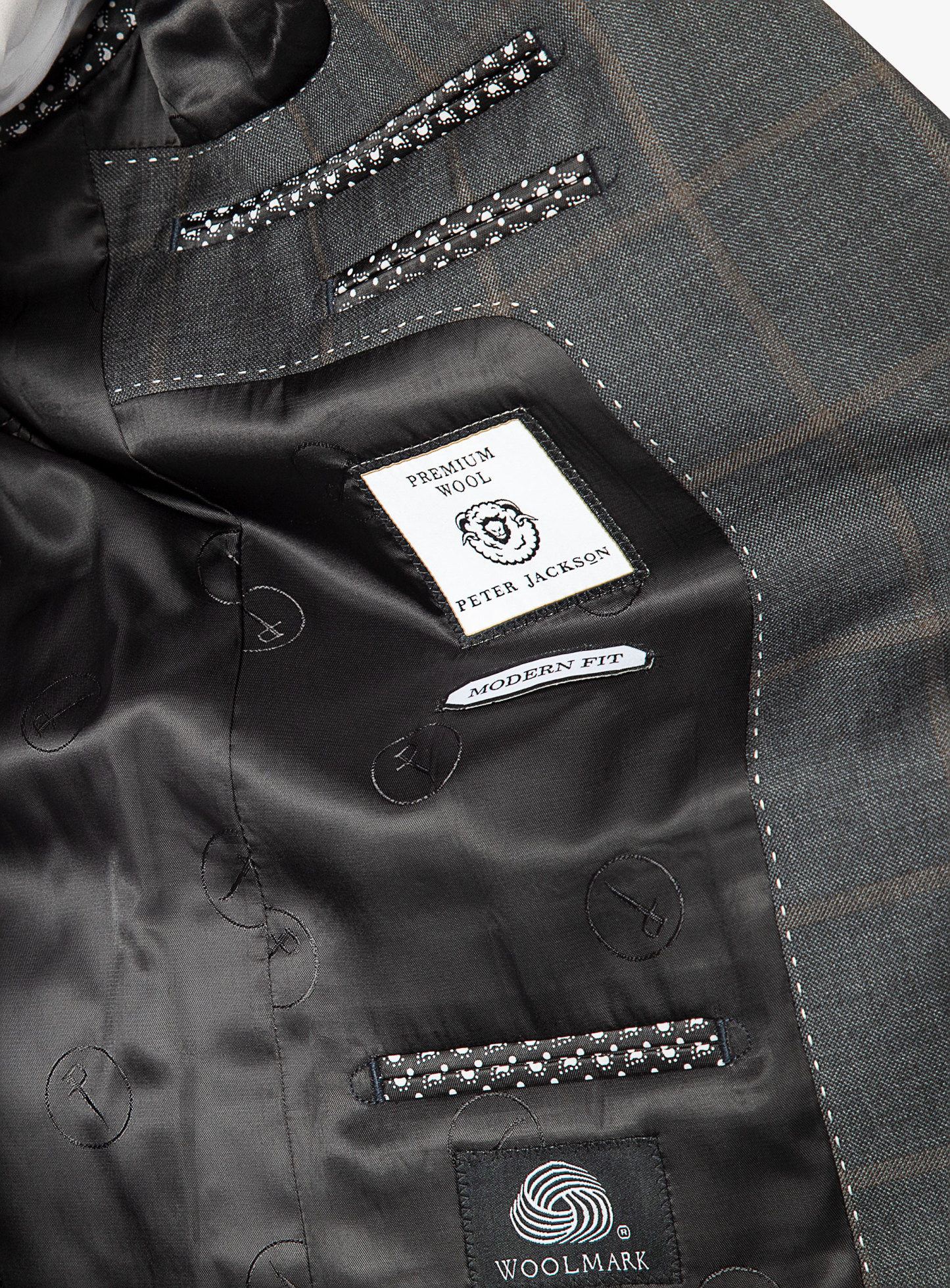 Vasquez Caramel Overcheck Charcoal Suit