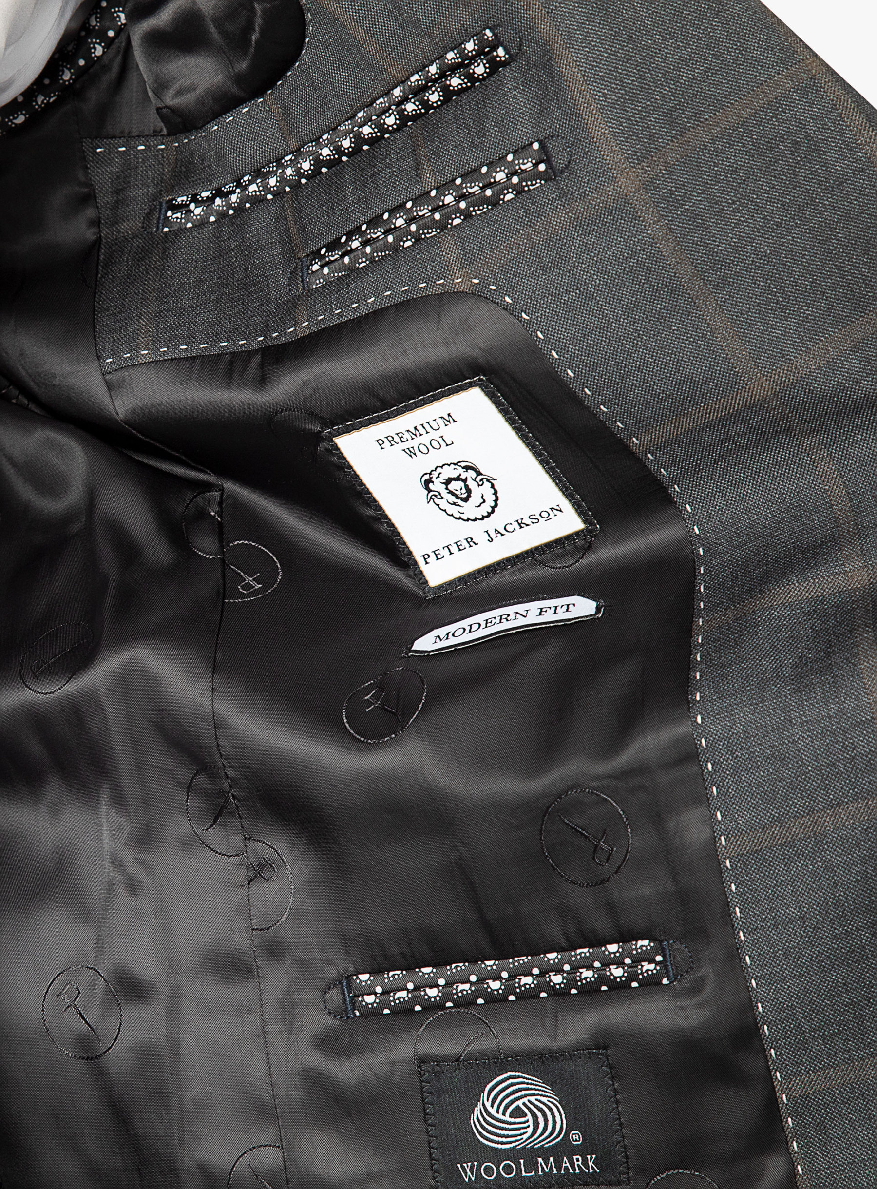 Vasquez Caramel Overcheck Charcoal Suit