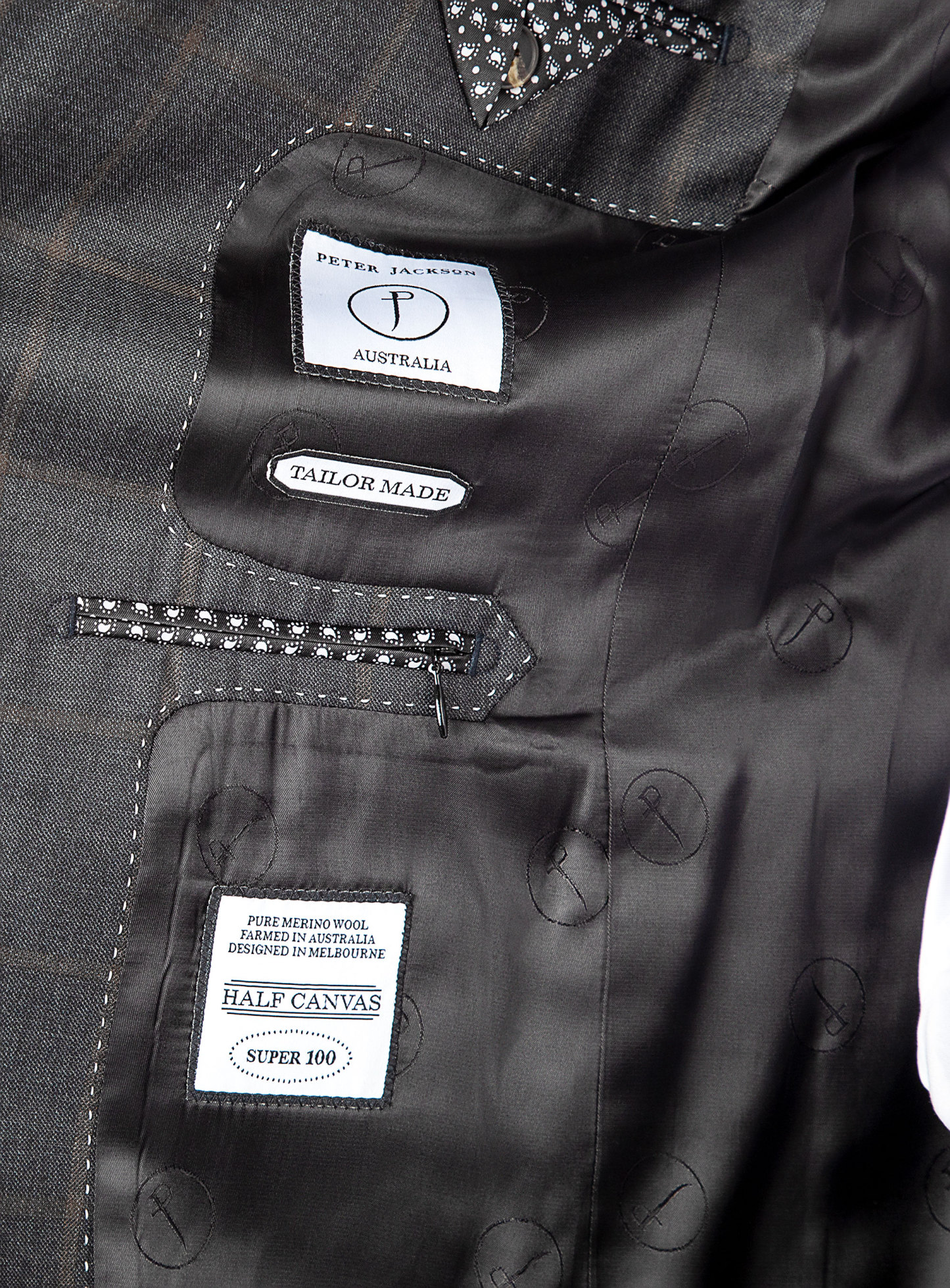 Vasquez Caramel Overcheck Charcoal Suit