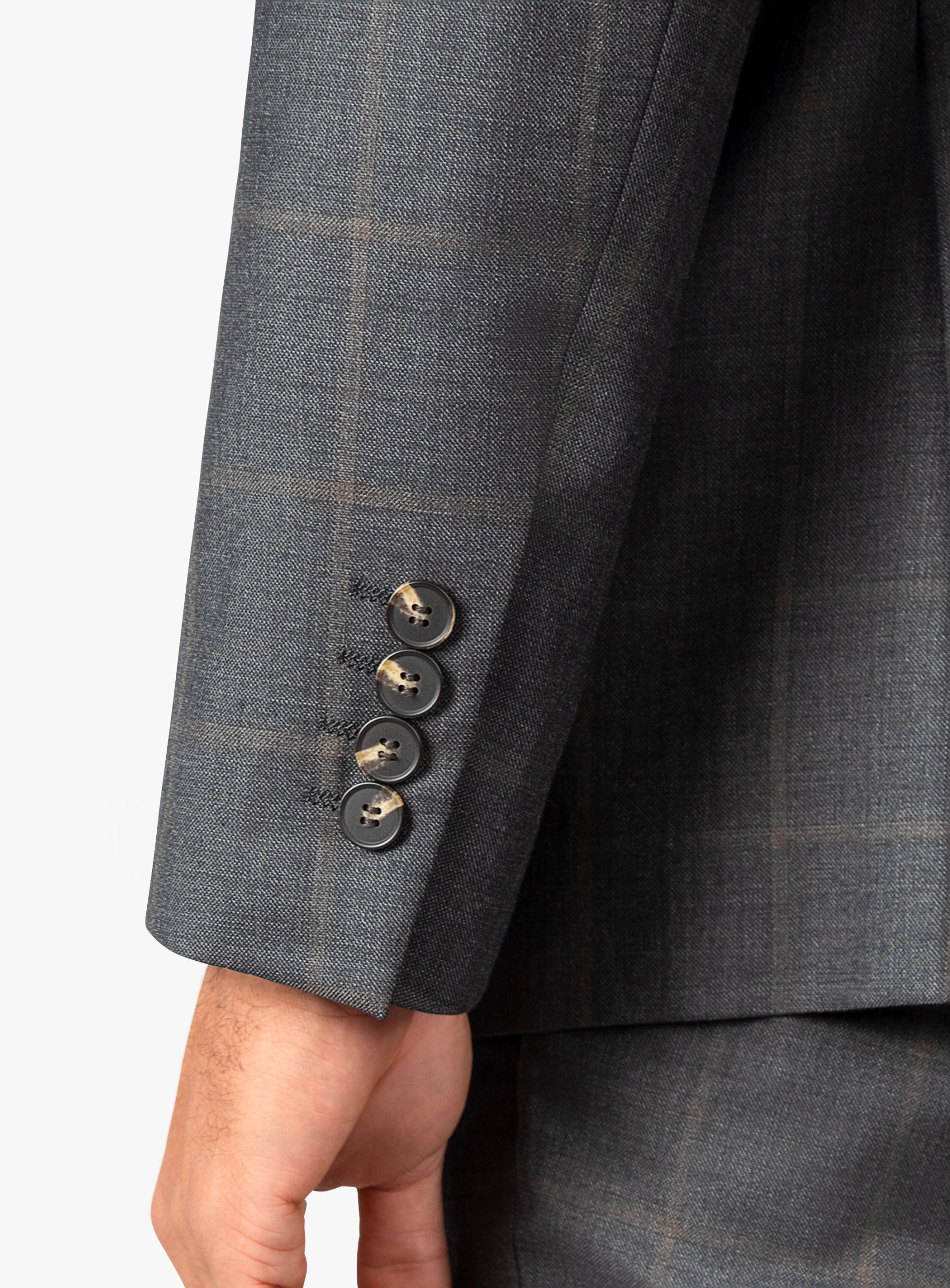 Vasquez Caramel Overcheck Charcoal Suit