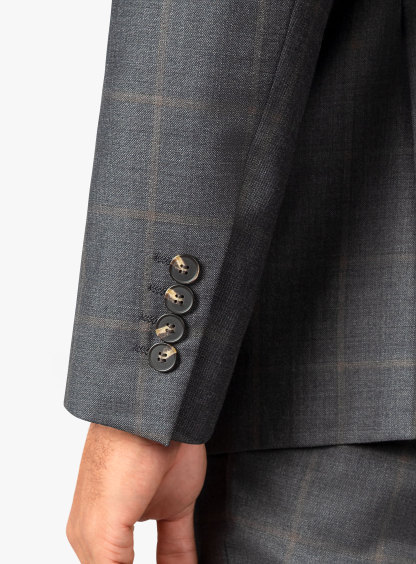 Vasquez Caramel Overcheck Charcoal Suit