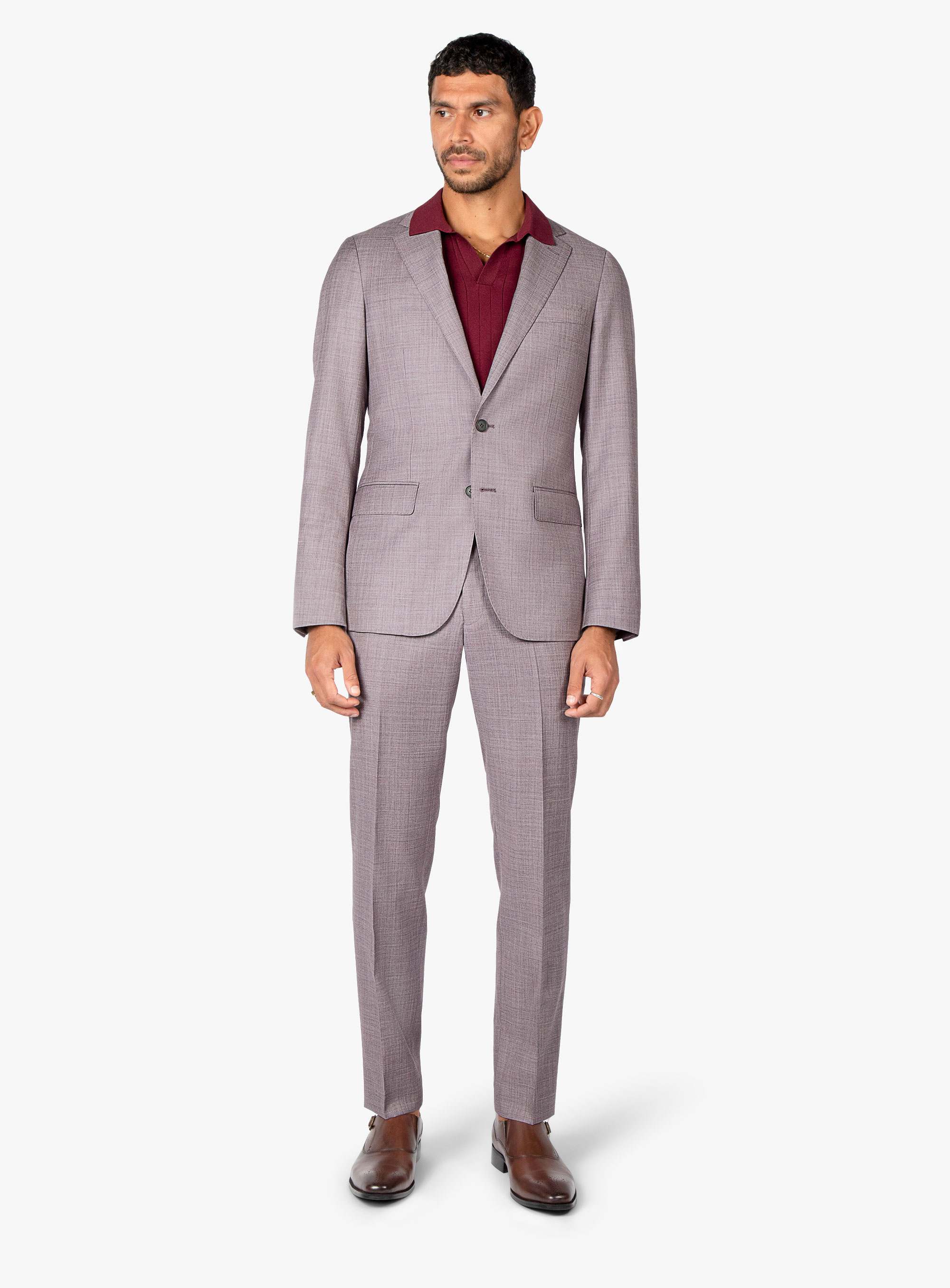 Antonio Plum Sharkskin Suit