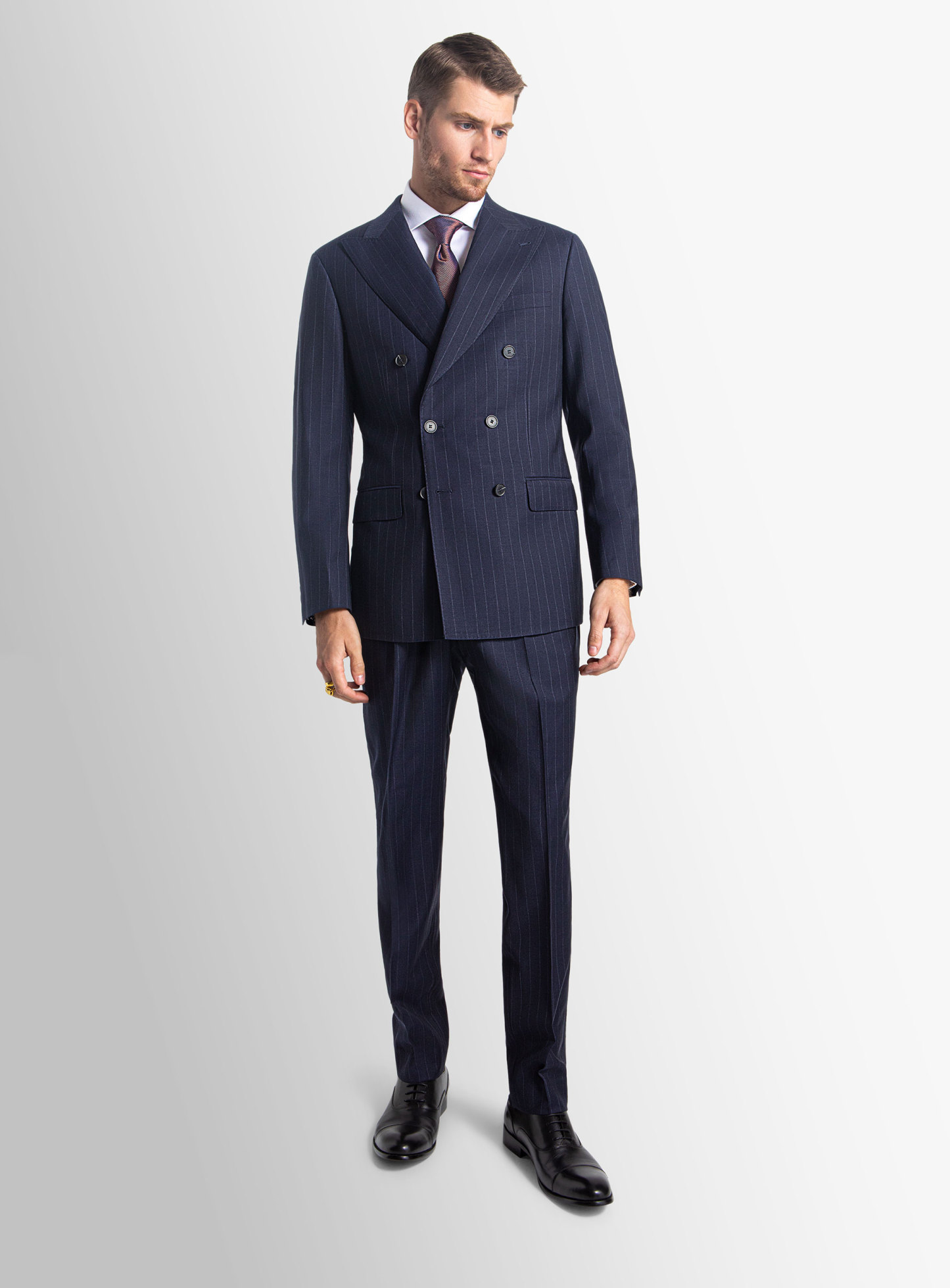 Furio Double Breast Navy Stripe Suit