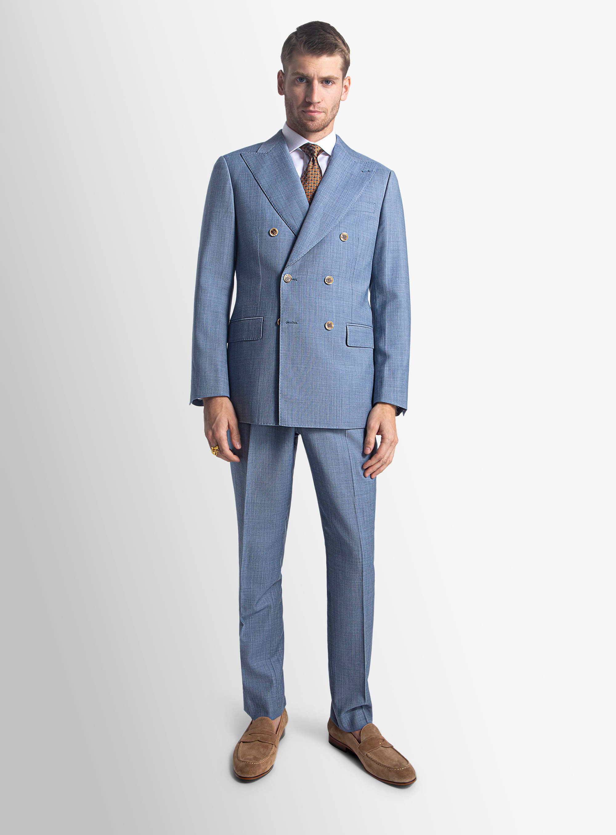 Tommaso Double Breasted Sky Suit