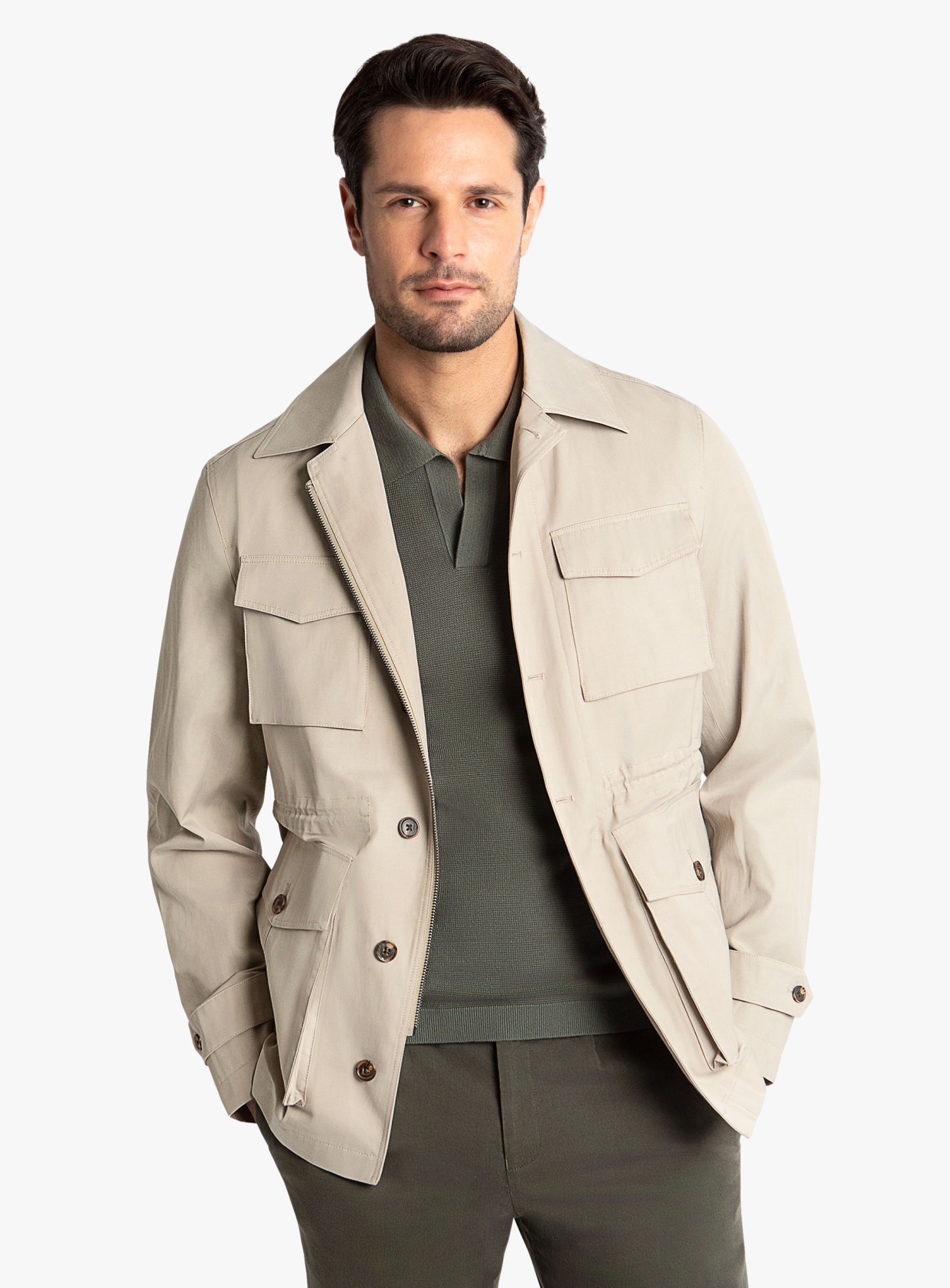 Genoa Taupe Technical Twill Field Jacket