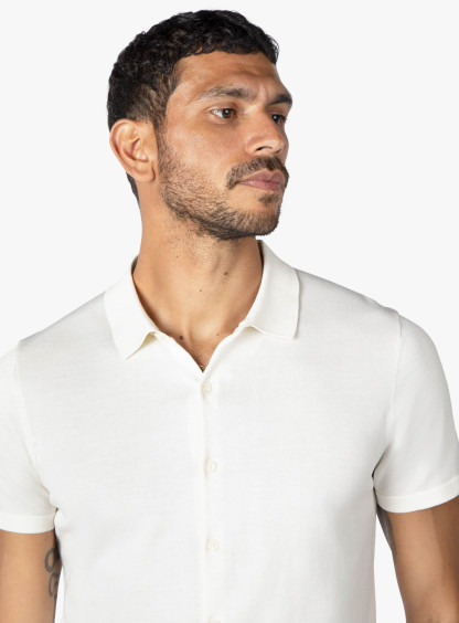 Olbia Off-White Button Down Short Sleeve Knit