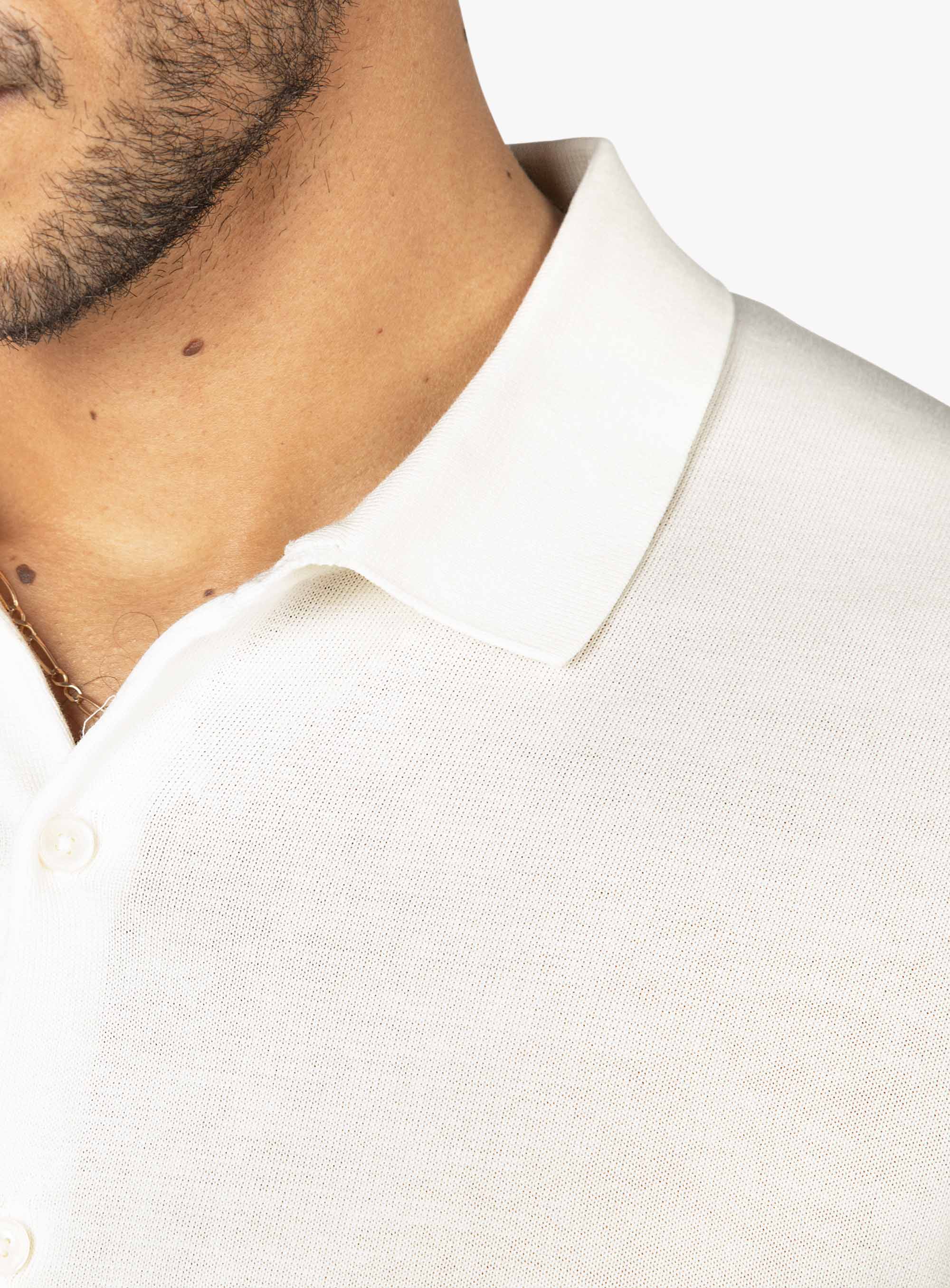 Olbia Off-White Button Down Short Sleeve Knit