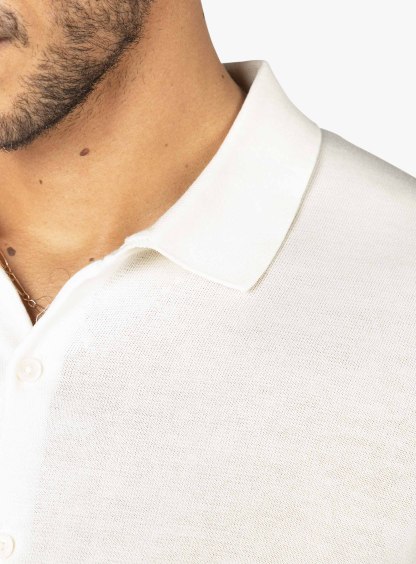 Olbia Off-White Button Down Short Sleeve Knit