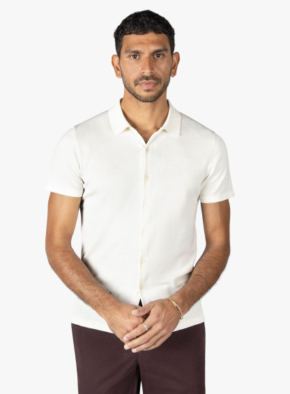 Olbia Off-White Button Down Short Sleeve Knit