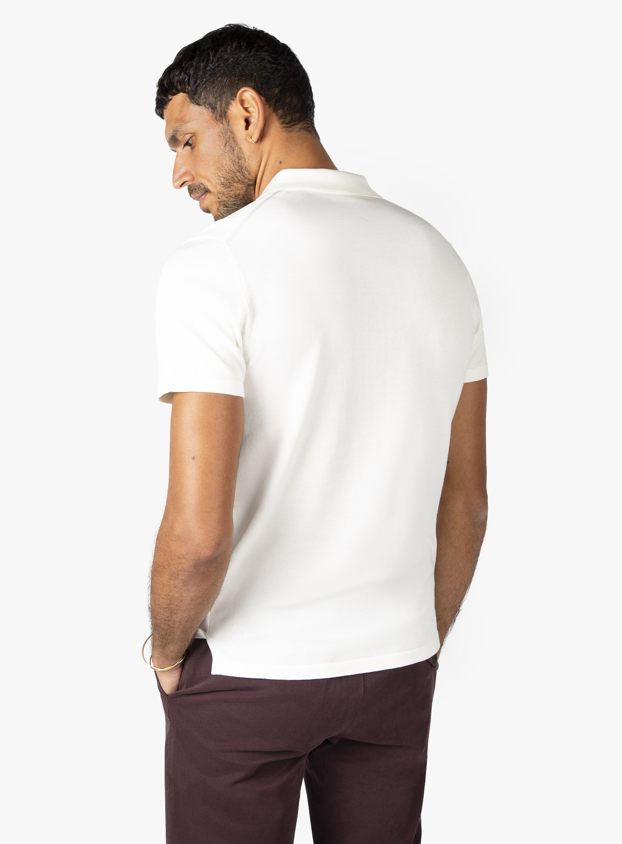 Olbia Off-White Button Down Short Sleeve Knit