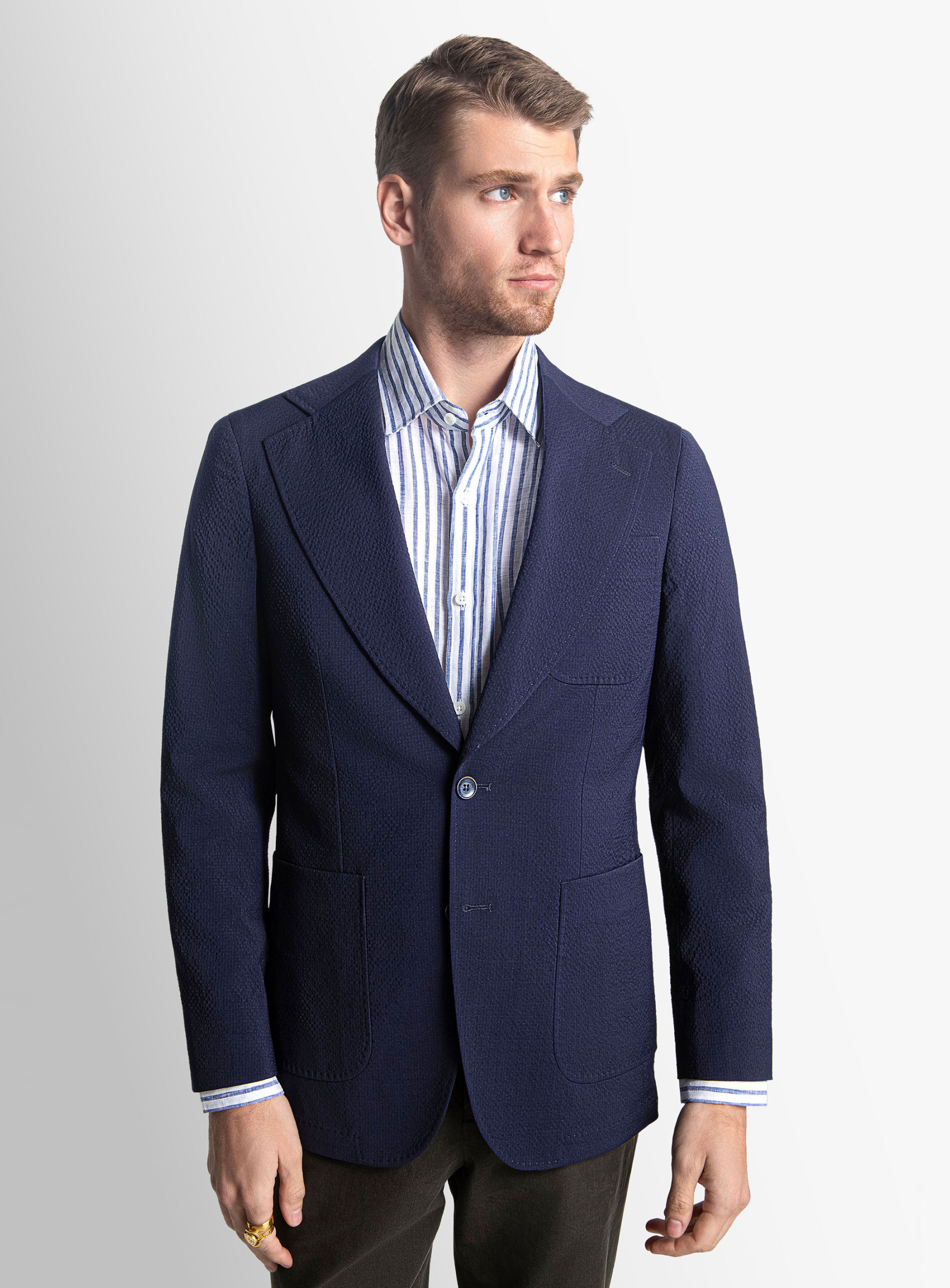 Varese Navy Seersucker Jacket