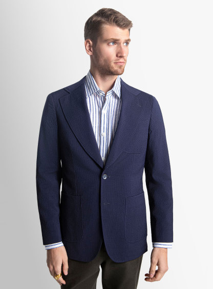 Varese Navy Seersucker Jacket – Peter Jackson